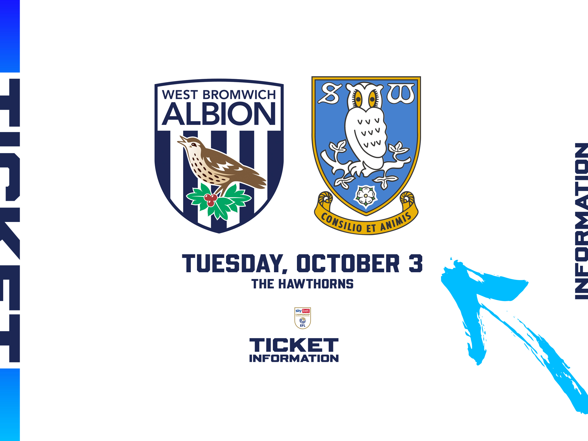 Albion and Sheffield Wednesday badges on the ticket graphic 