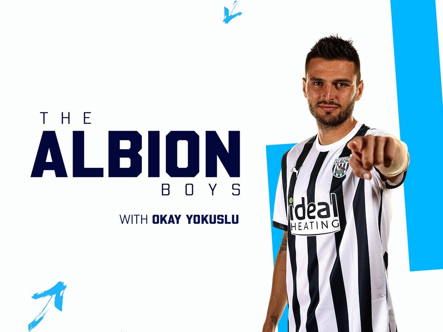 The Albion Boys graphic with an image of Okay Yokuslu in the home shirt