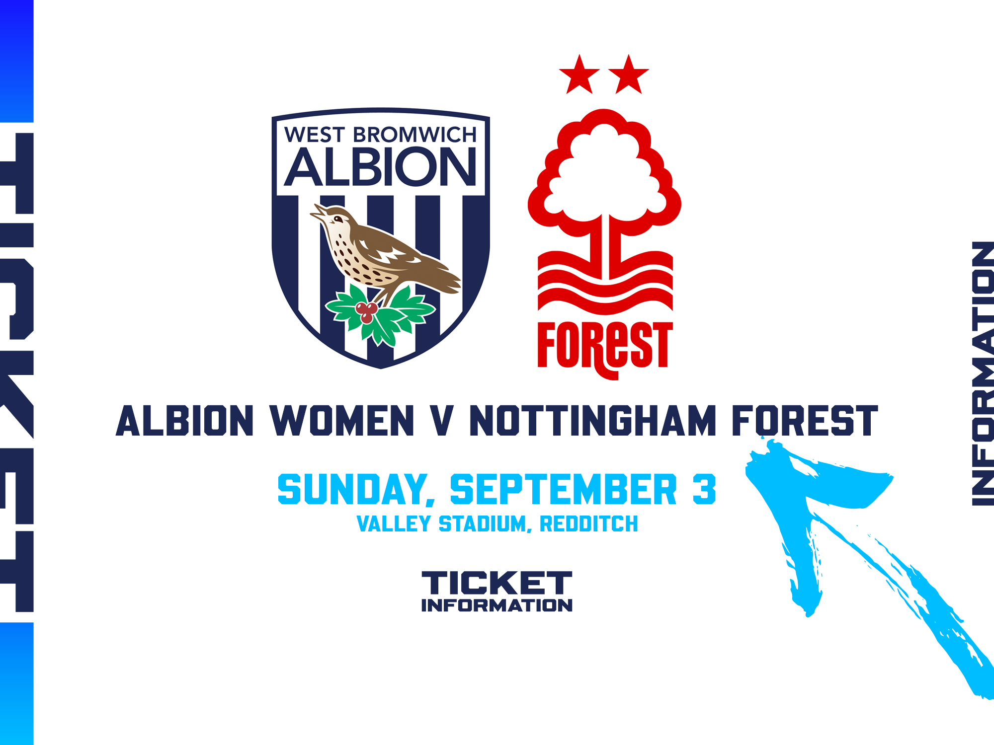 A ticket graphic for Albion Women's game against Nottingham Forest