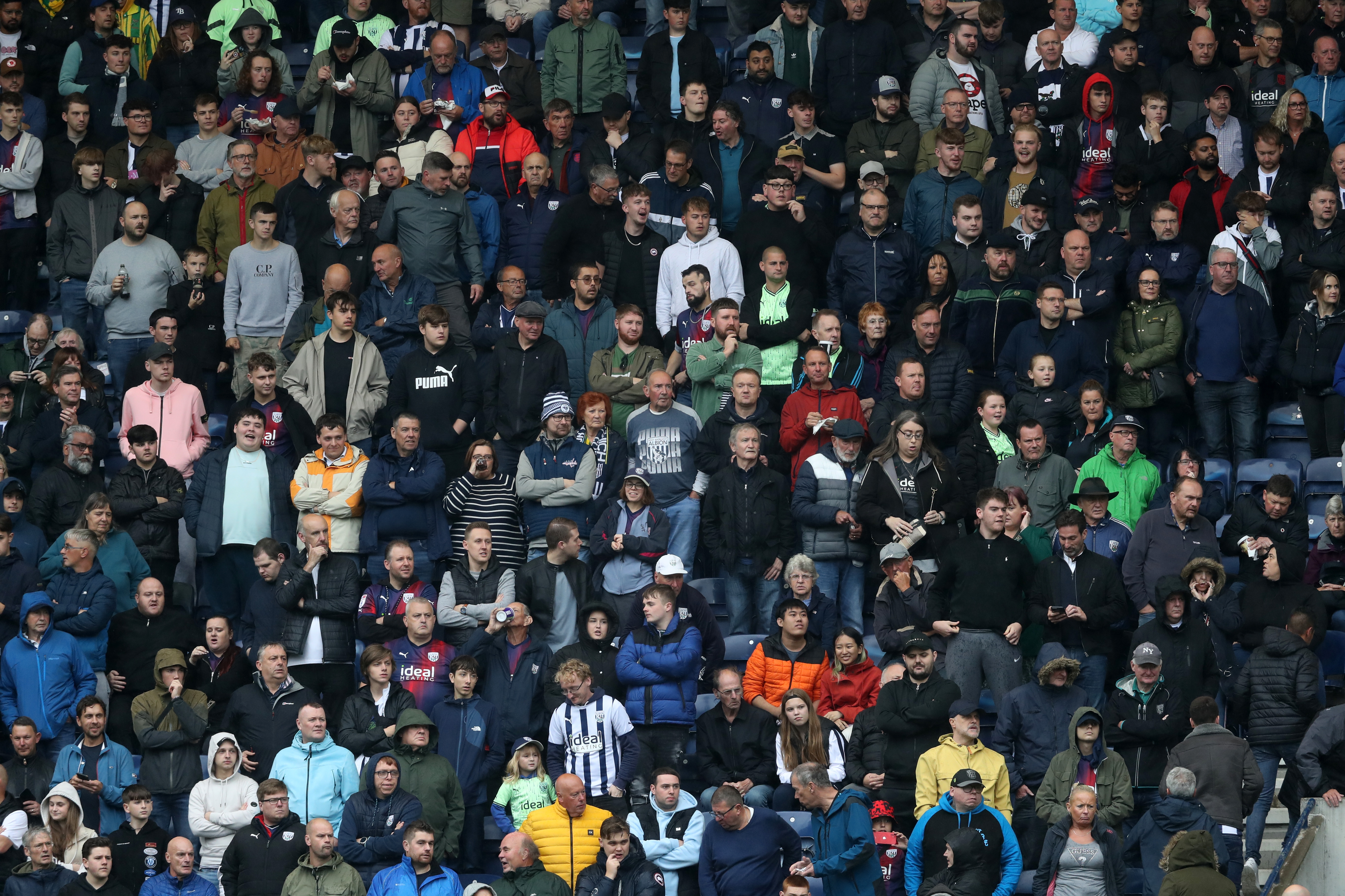 General view of Albion fans at Preston