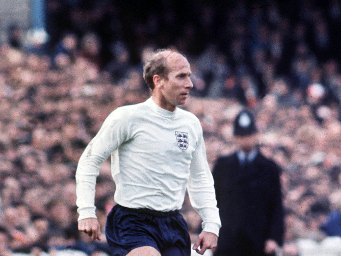 An image of Sir Bobby Charlton playing for England