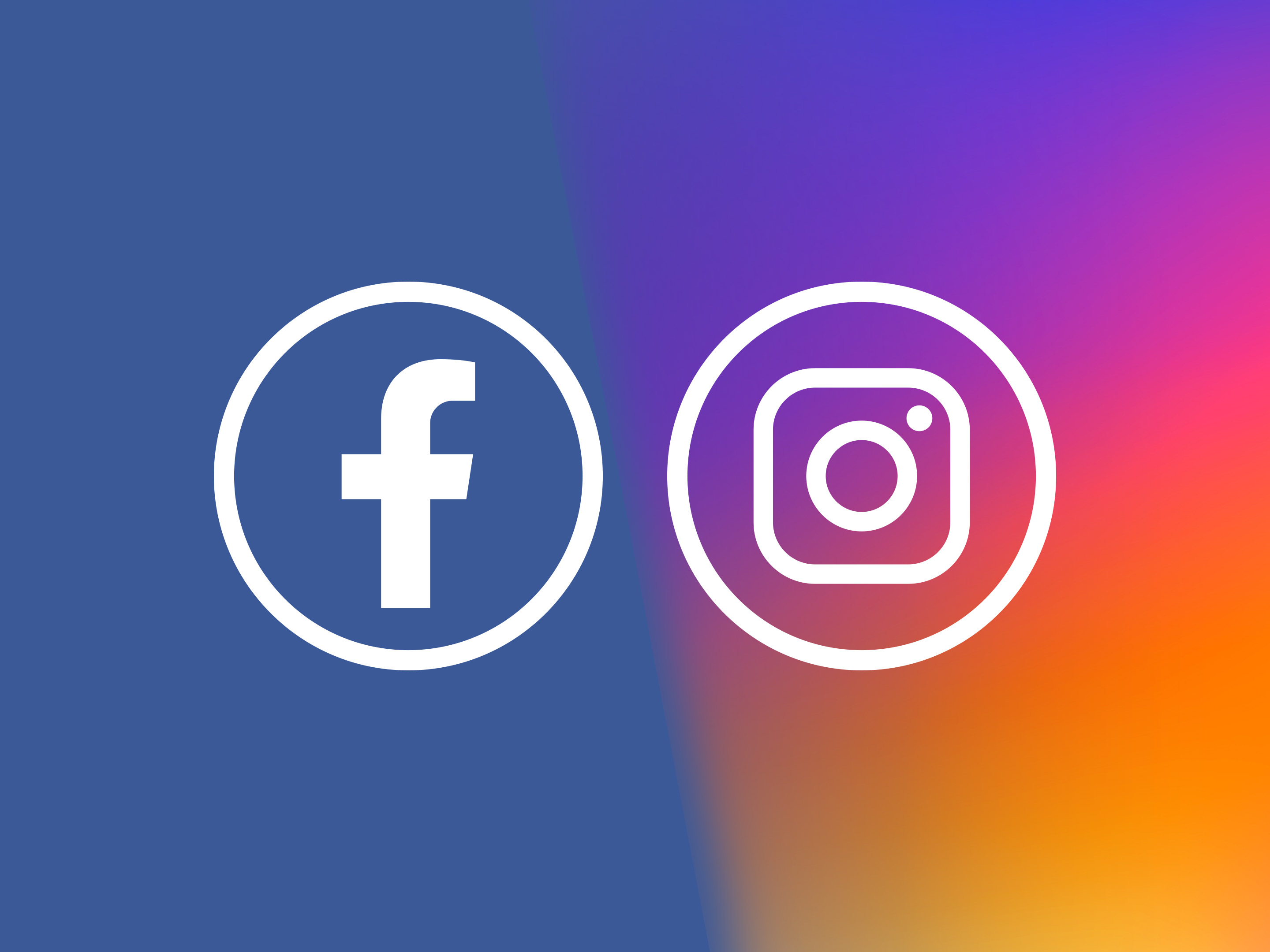 Facebook & Instagram icons on branding colour palette background