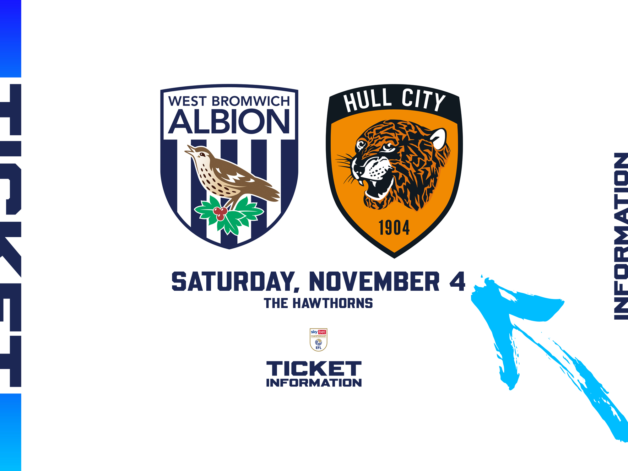 A ticket graphic displaying information for Albion's game against Hull