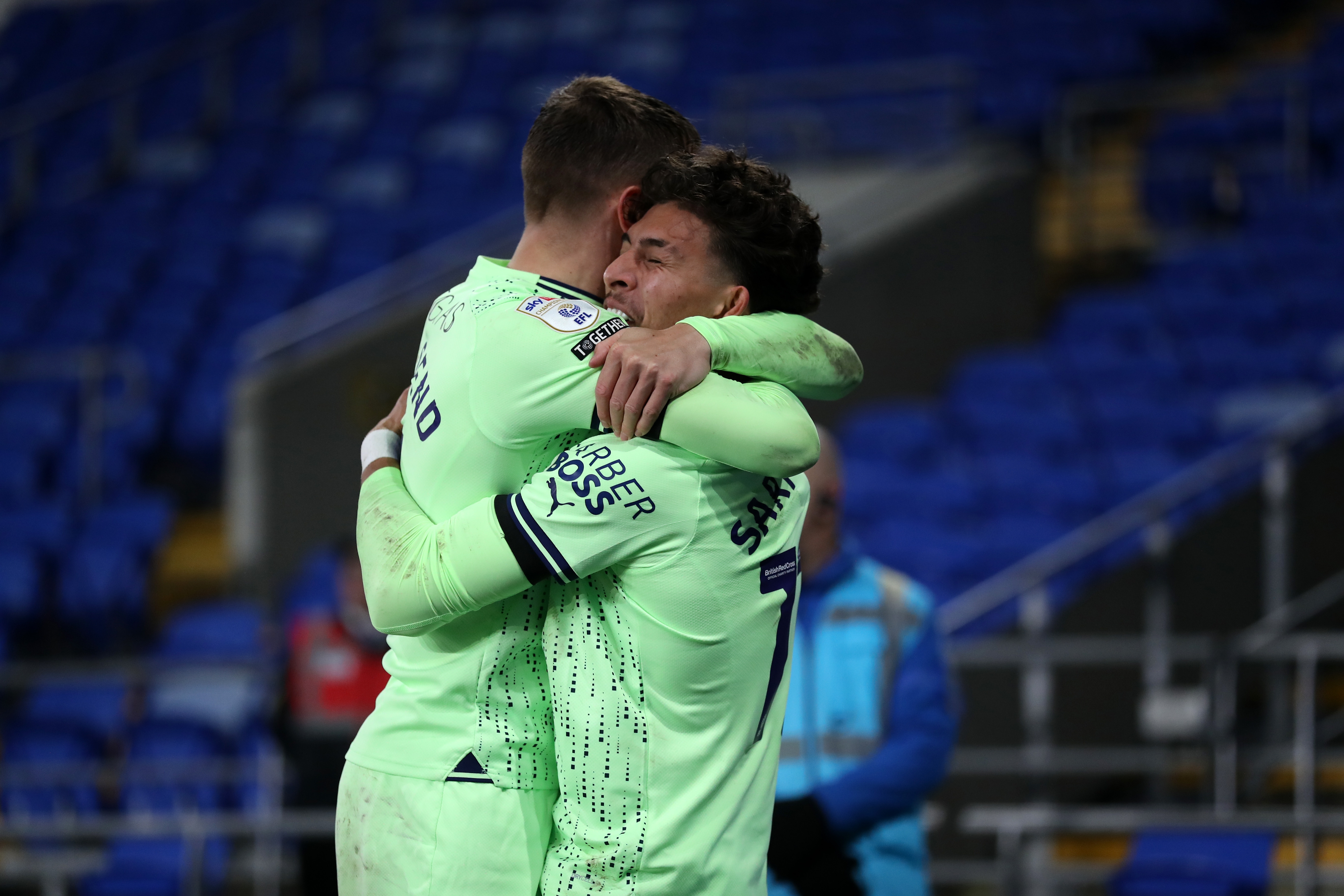 Jeremy Sarmiento celebrates scoring against Cardiff 