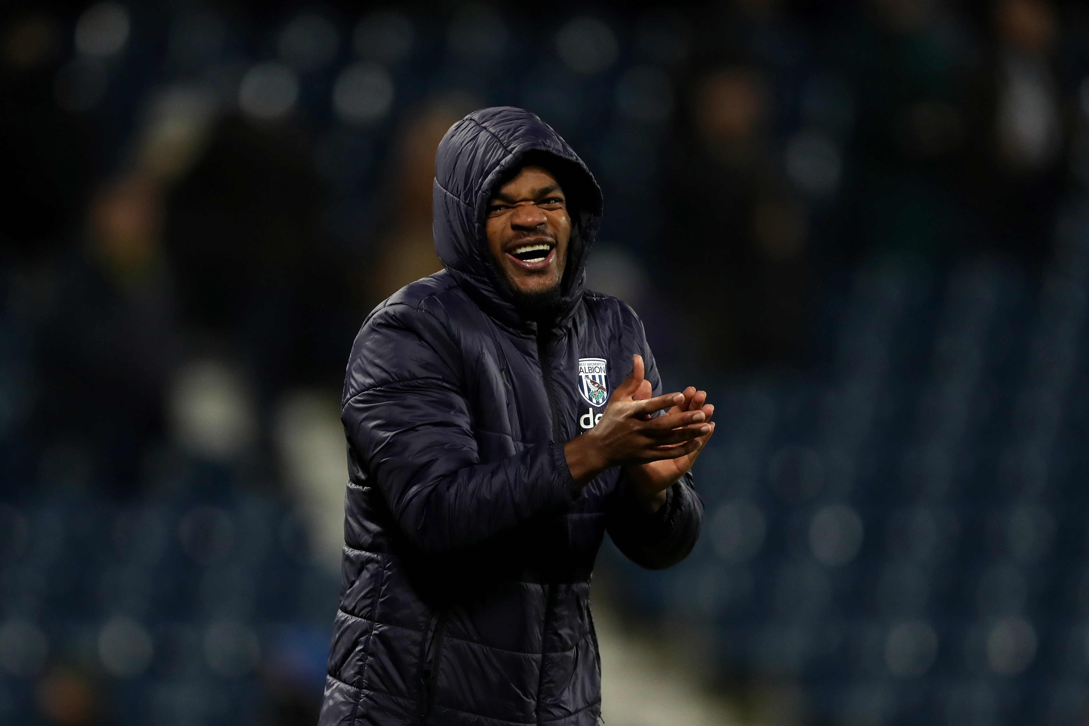 Grady Diangana applauds supporters at full-time against Ipswich 