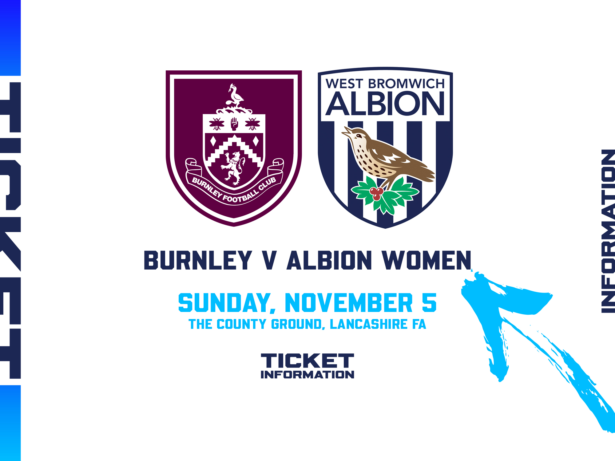 A graphic, showing the club crests of Burnley and Albion, leading to a match preview for Albion Women's game v Burnley