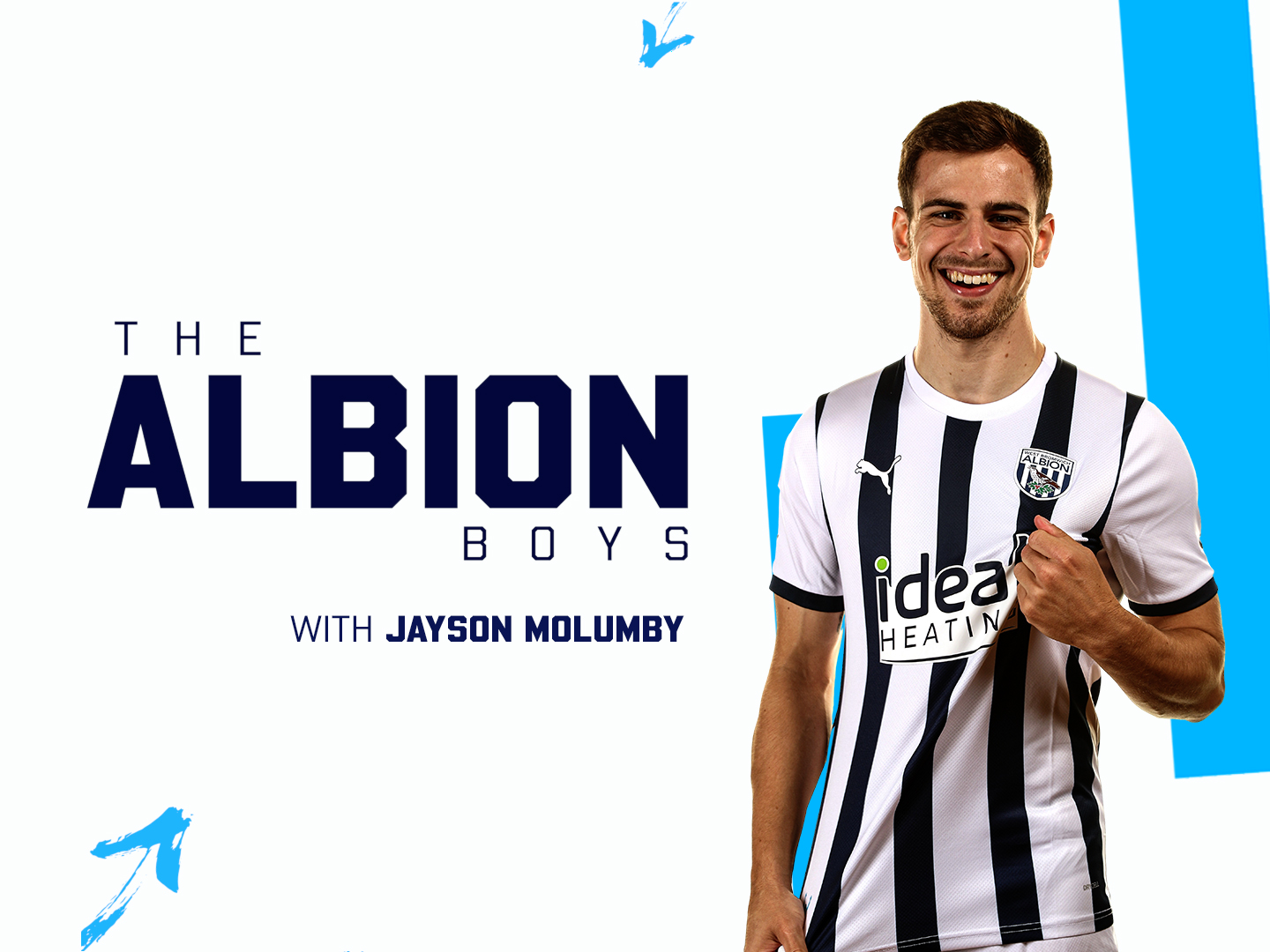 The Albion Boys graphic with an image of Jayson Molumby in the home shirt