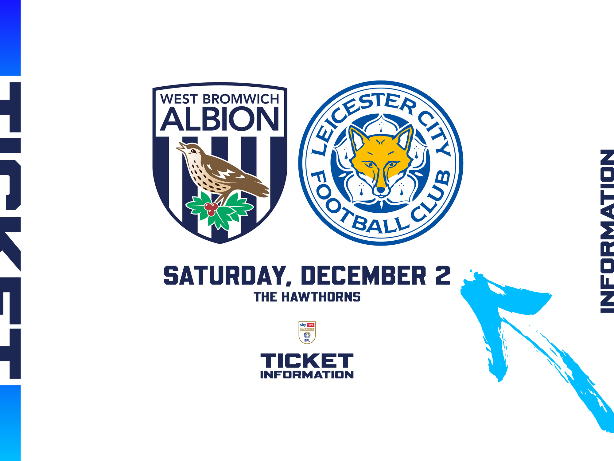 WBA and Leicester City badges on the ticket graphic 