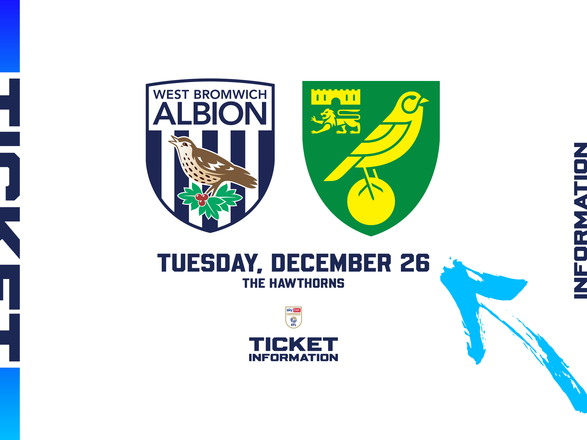 A ticket graphic displaying information for Albion's game against Norwich