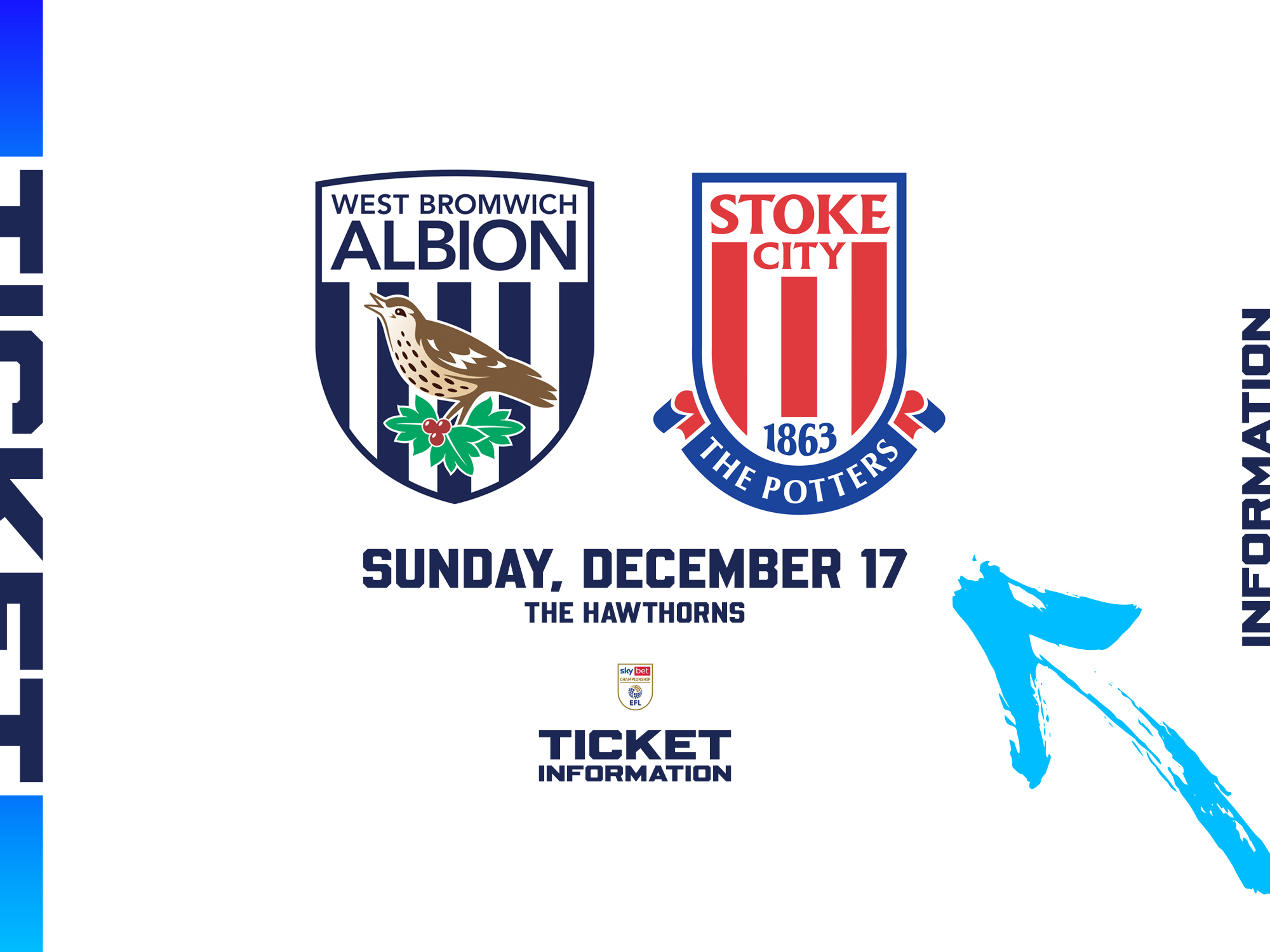 A ticket graphic displaying information for Albion's game against Stoke City