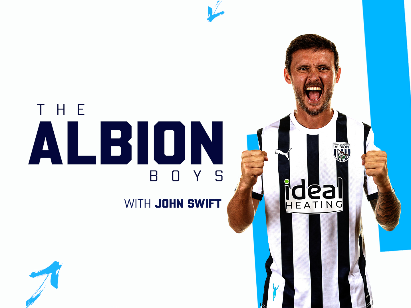 The Albion Boys graphic with an image of John Swift in the home shirt