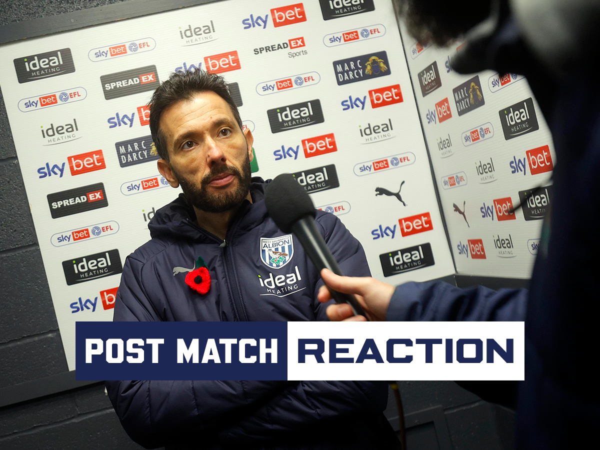 A photo of Albion boss Carlos Corberan speaking to club TV following Albion's win over Hull