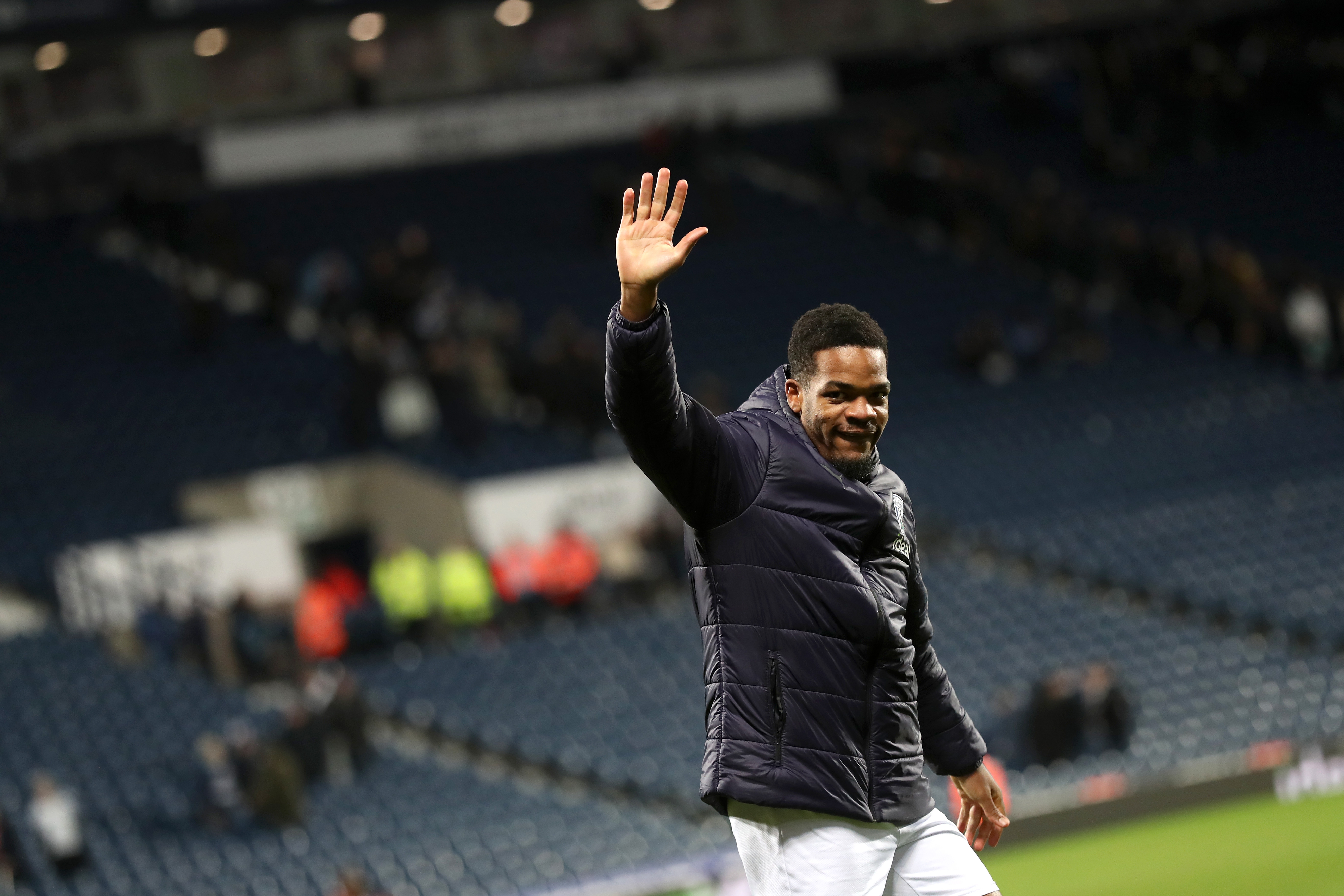 Grady Diangana waves to supporters at full-time against Leeds