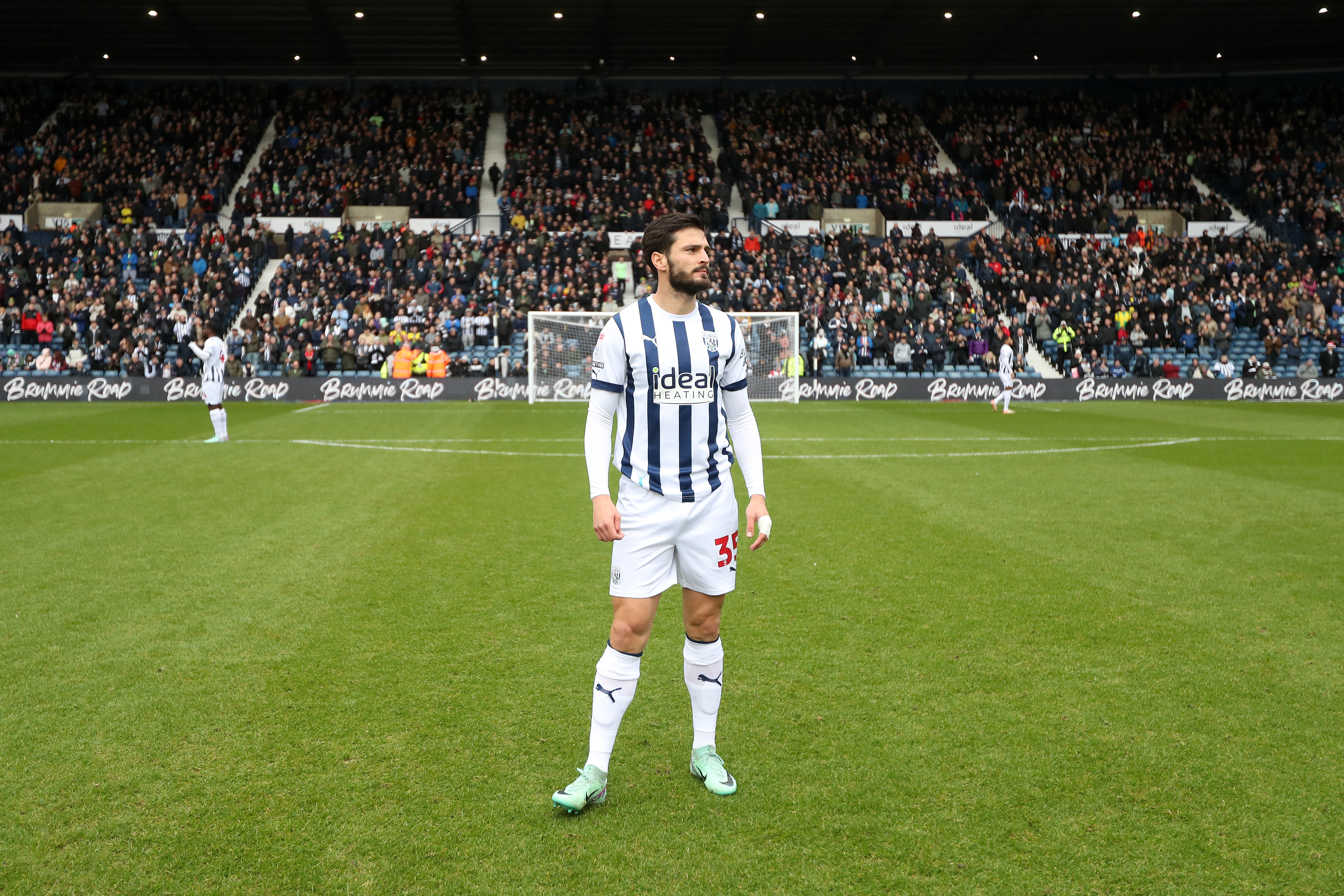 Okay Yokuslu on the pitch at The Hawthorns ahead of kick-off against Stoke