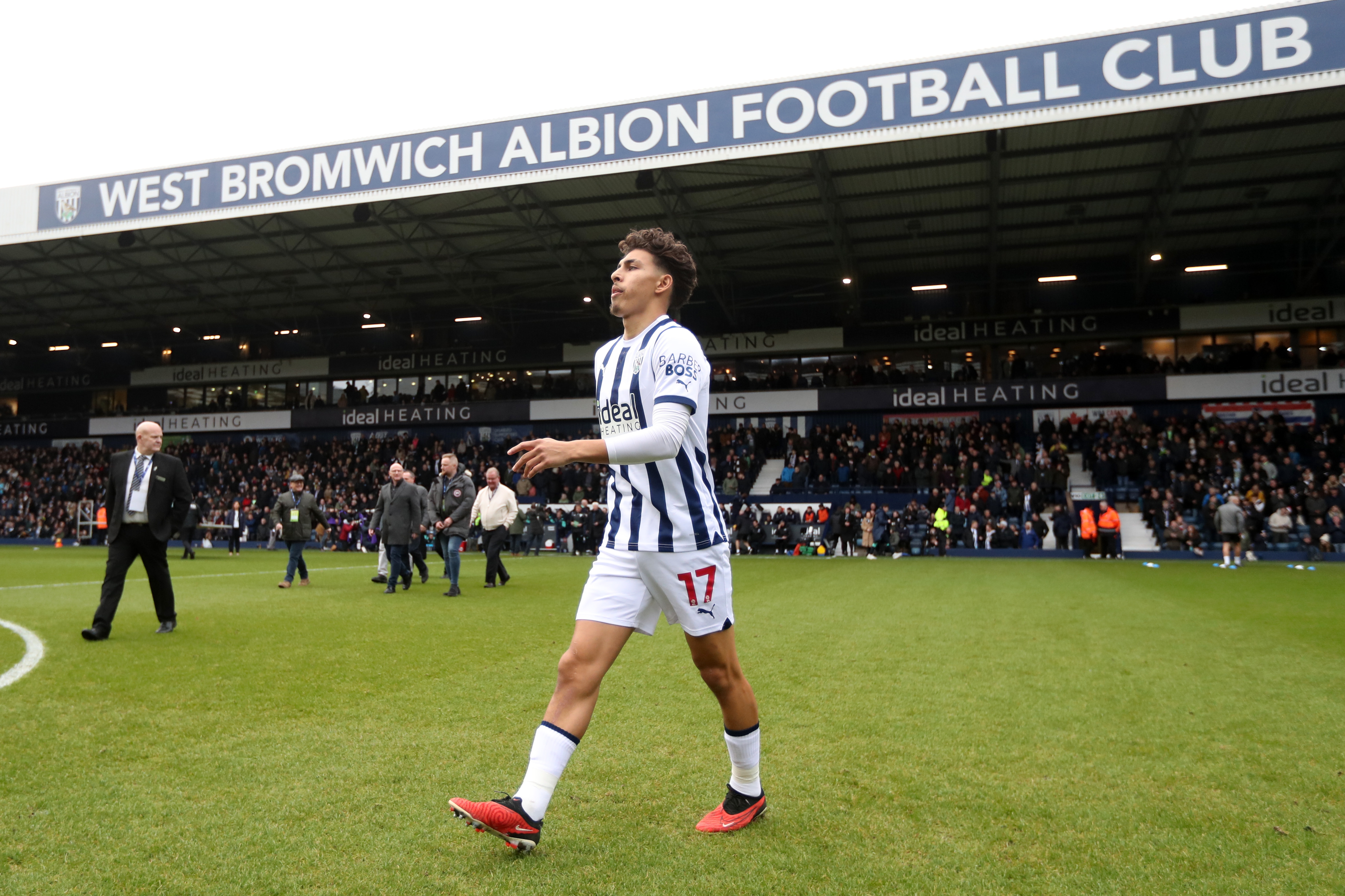 Jeremy Sarmiento on the pitch at The Hawthorns ahead of kick-off against Stoke