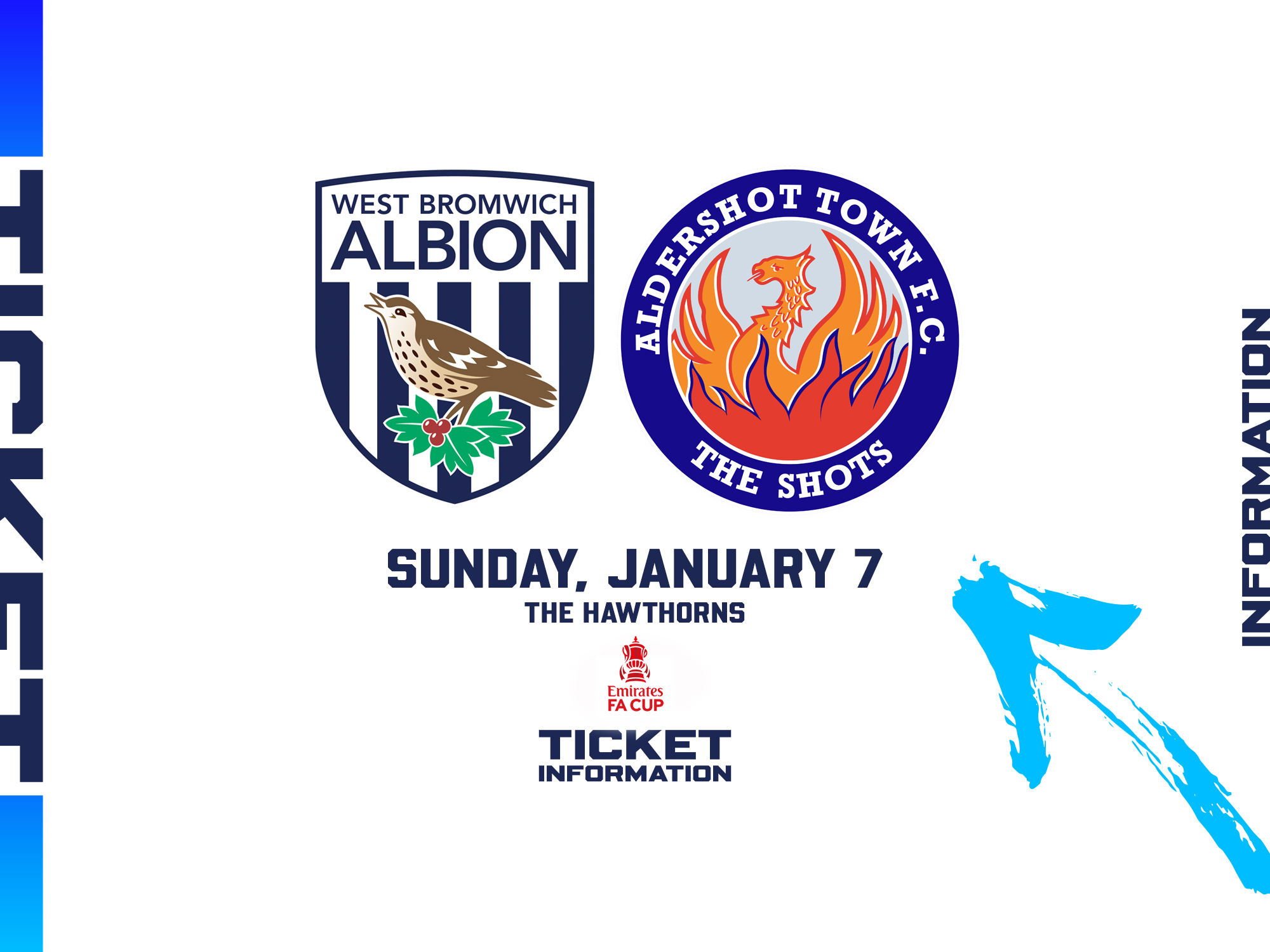 A ticket graphic displaying information for Albion Women's game against Aldershot