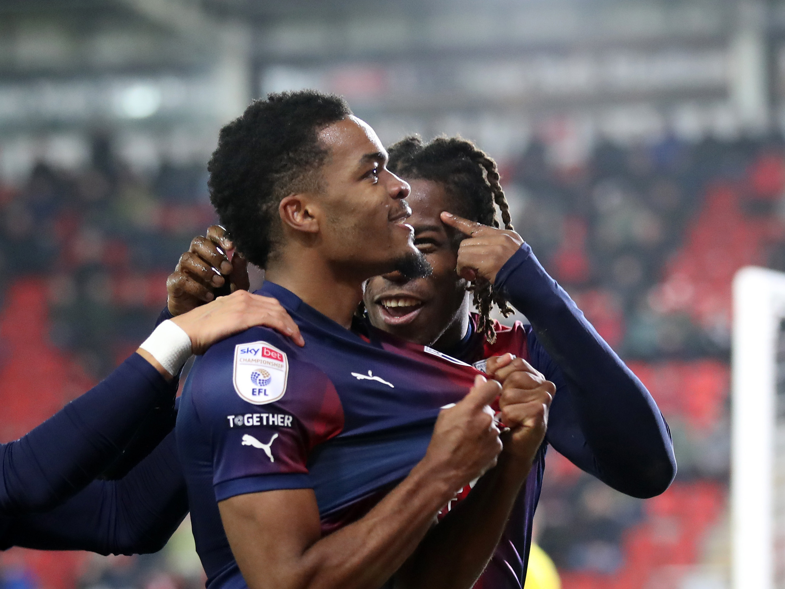 An image of Grady Diangana celebrating a goal against Rotherham