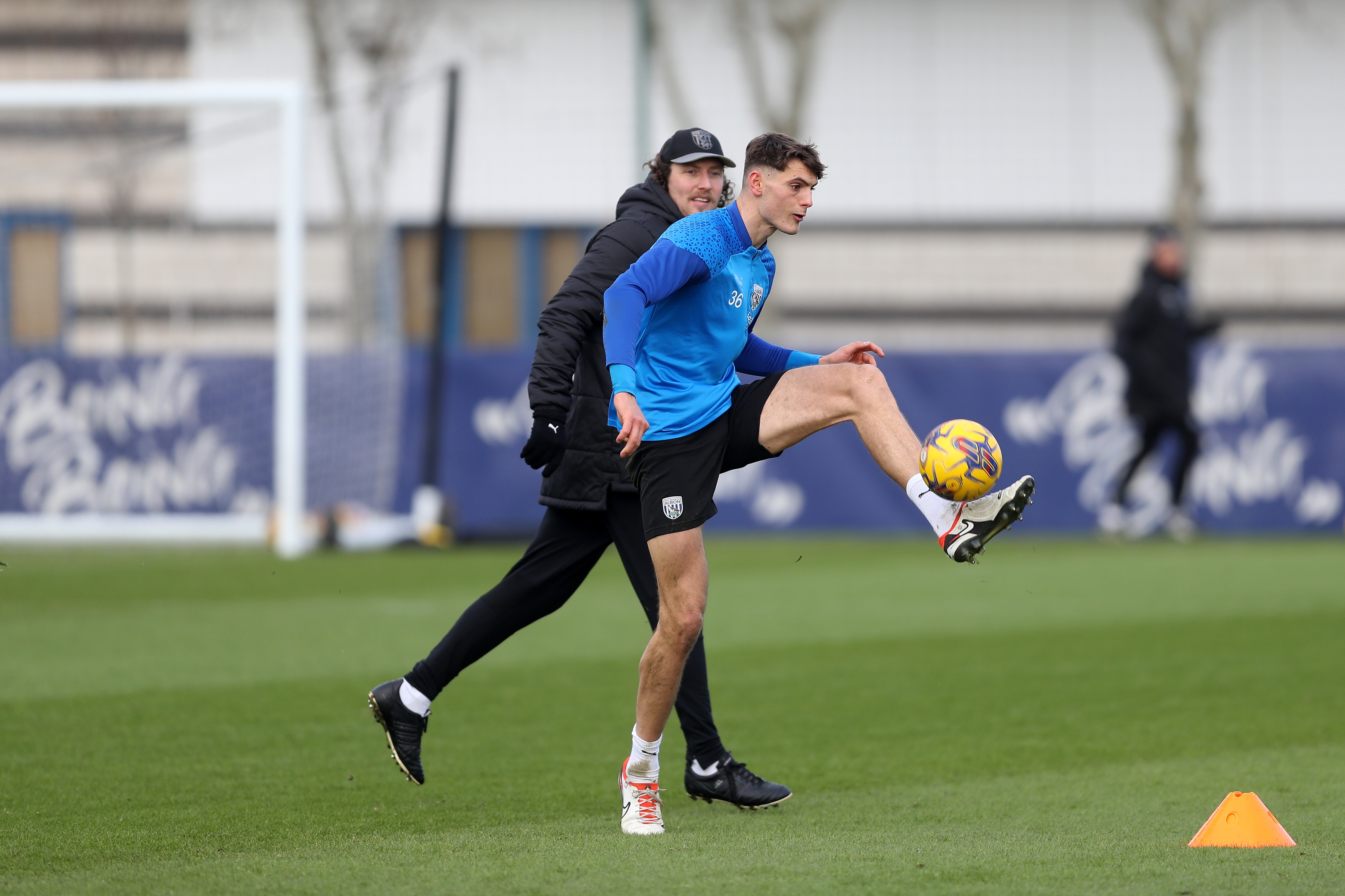 Caleb Taylor on the ball in training 