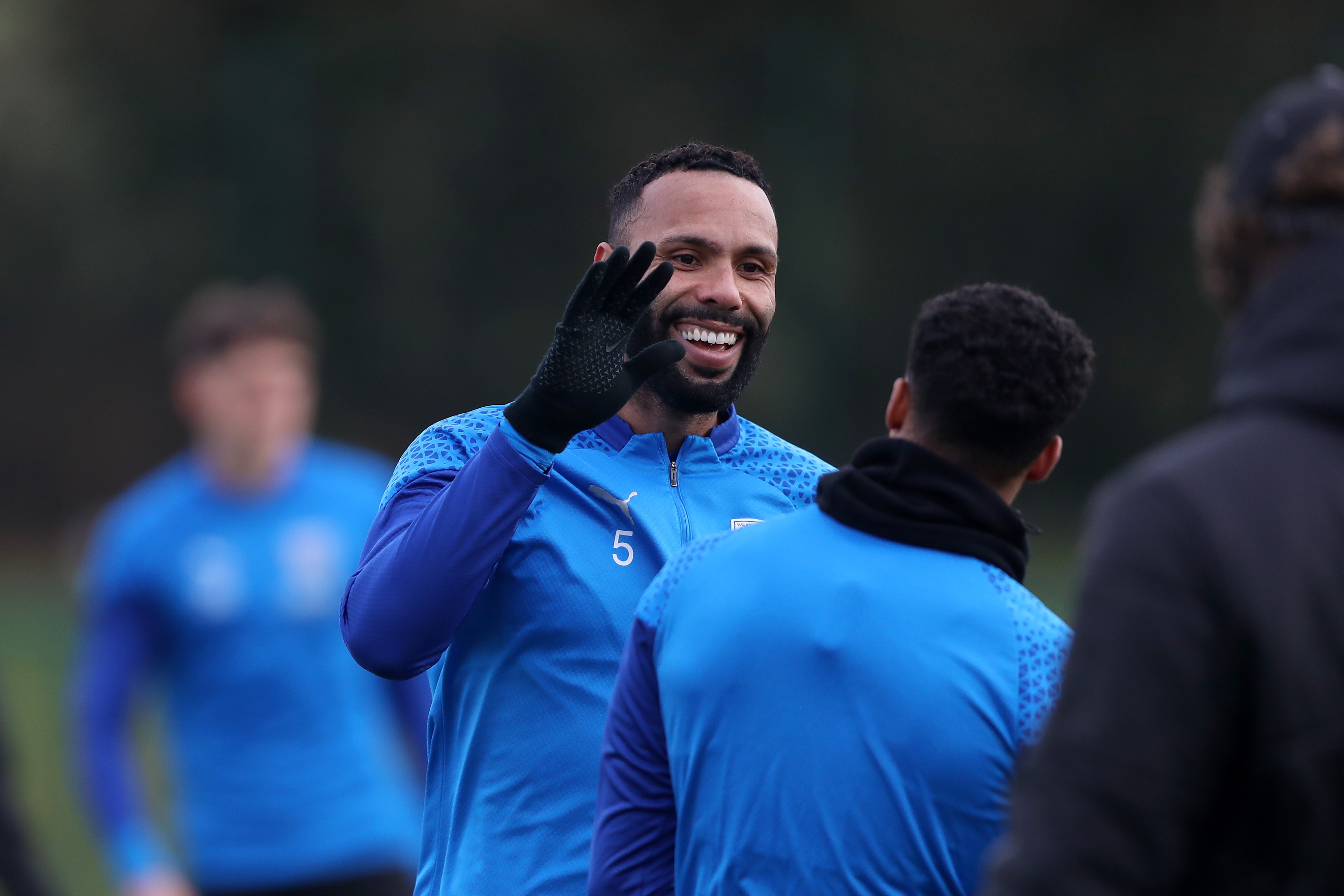 Kyle Bartley smiling during training 