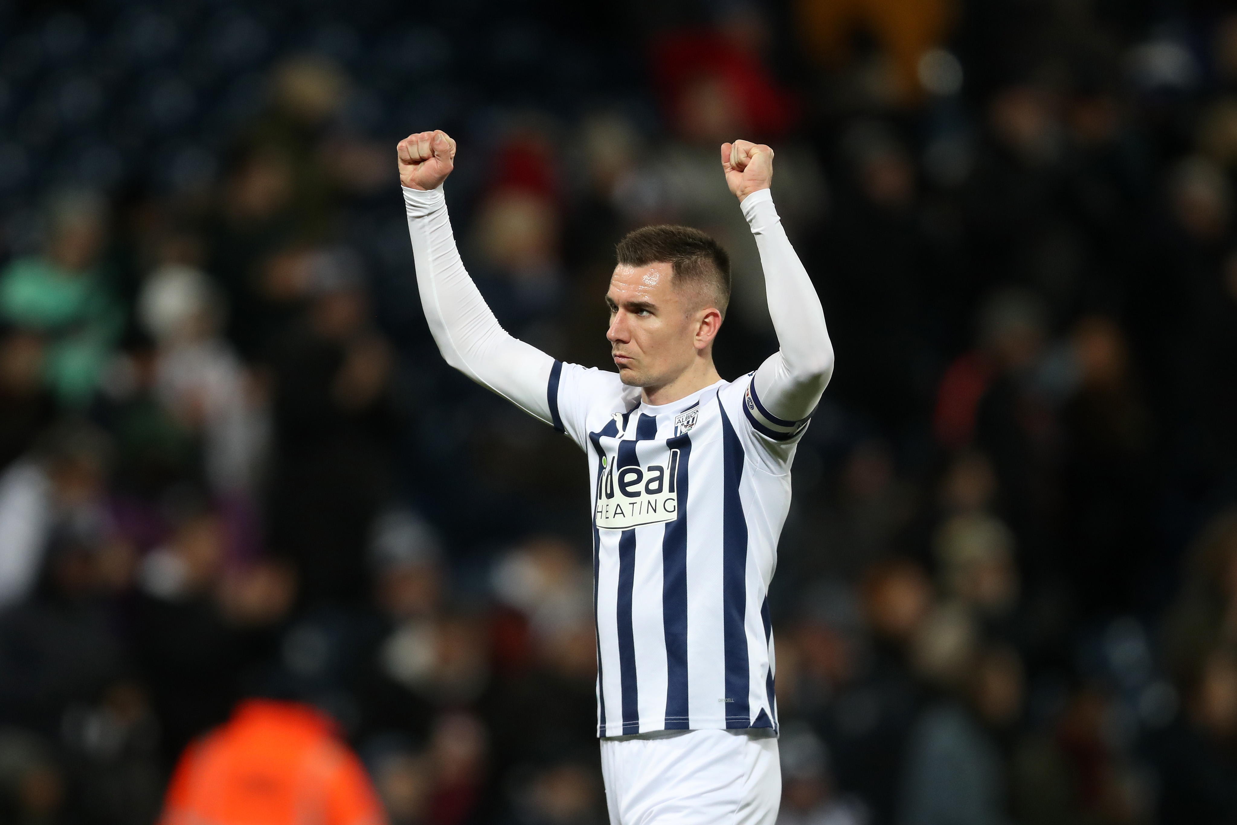 Jed Wallace applauds supporters after full time against Blackburn