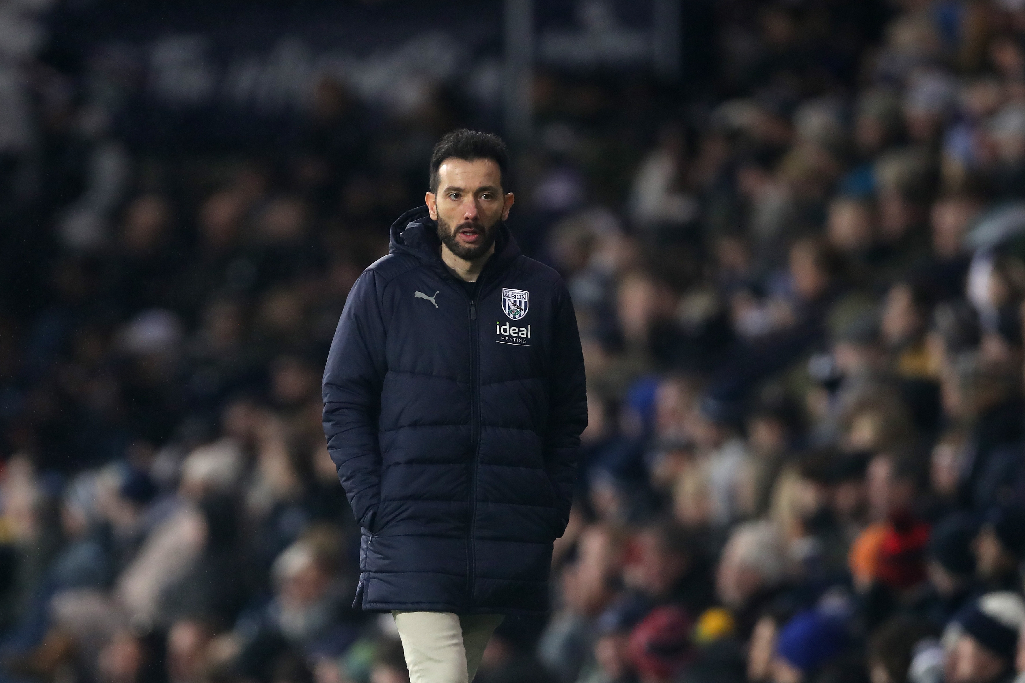 Carlos Corberán on the touchline at The Hawthorns against Blackburn 