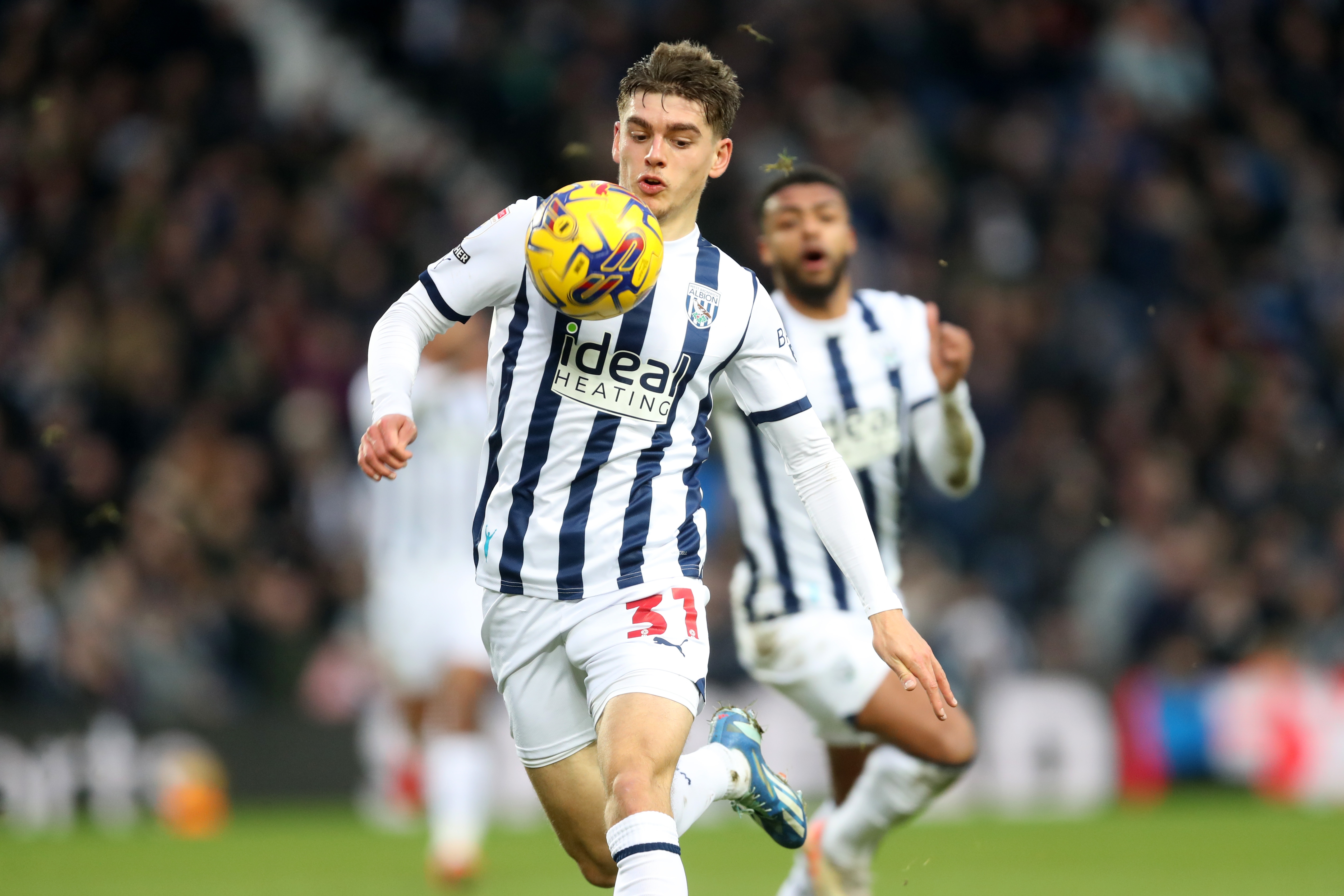 Tom Fellows on the ball against Blackburn