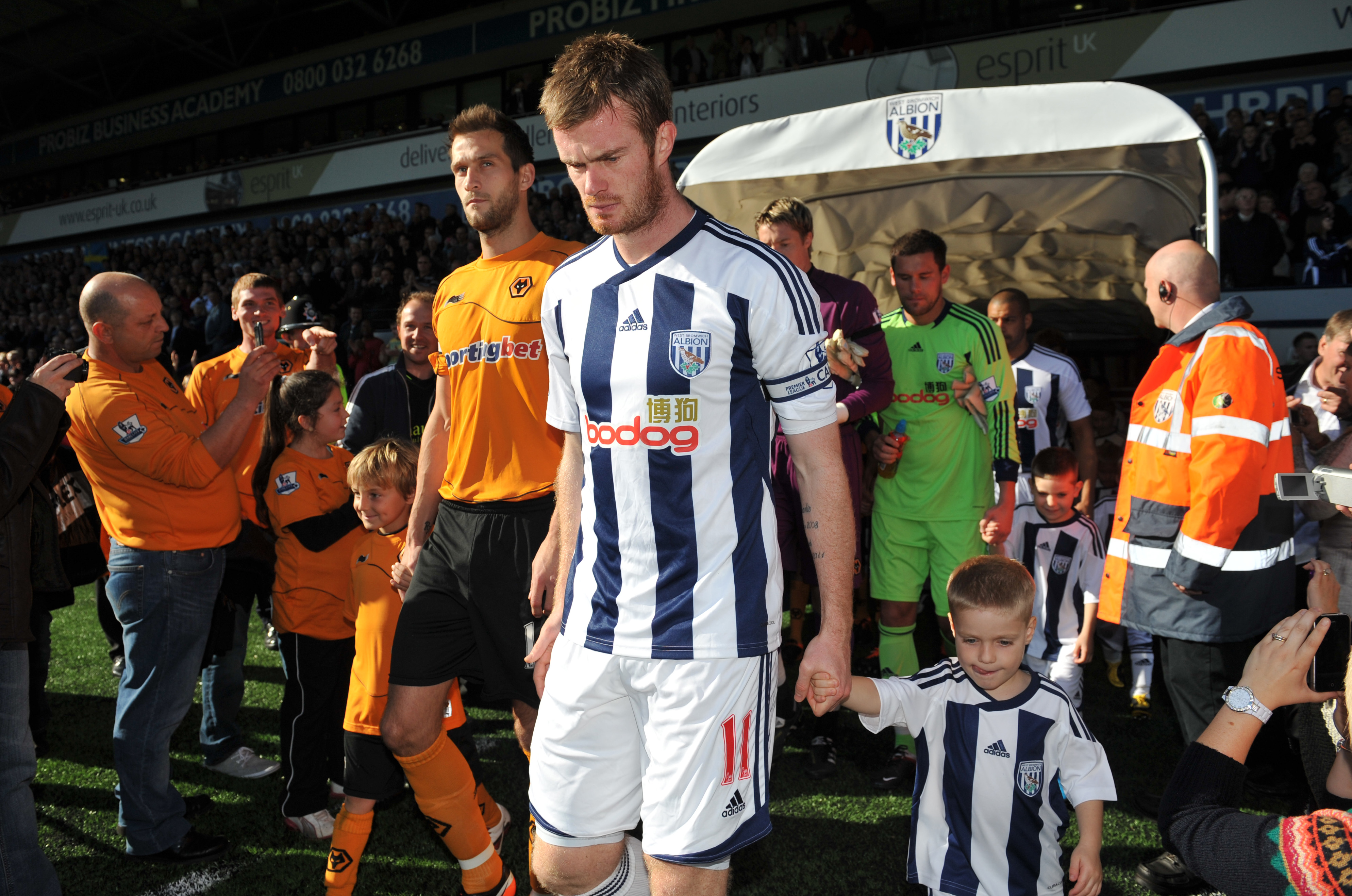 Chris Brunt leading Albion out against Wolves at The Hawthorns in October 2011