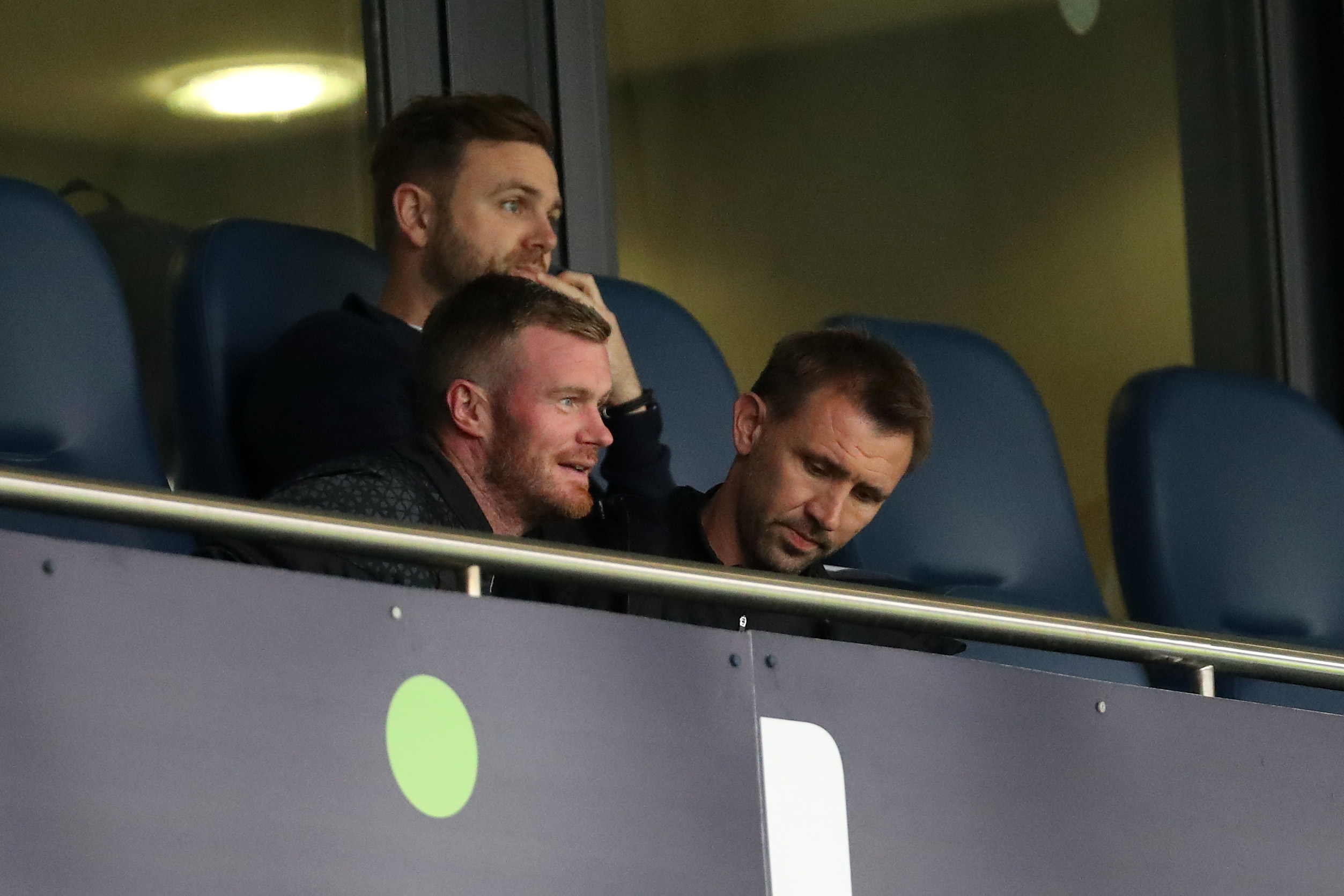 Albion legends Chris Brunt and Gareth McAuley sitting in a box at The Hawthorns