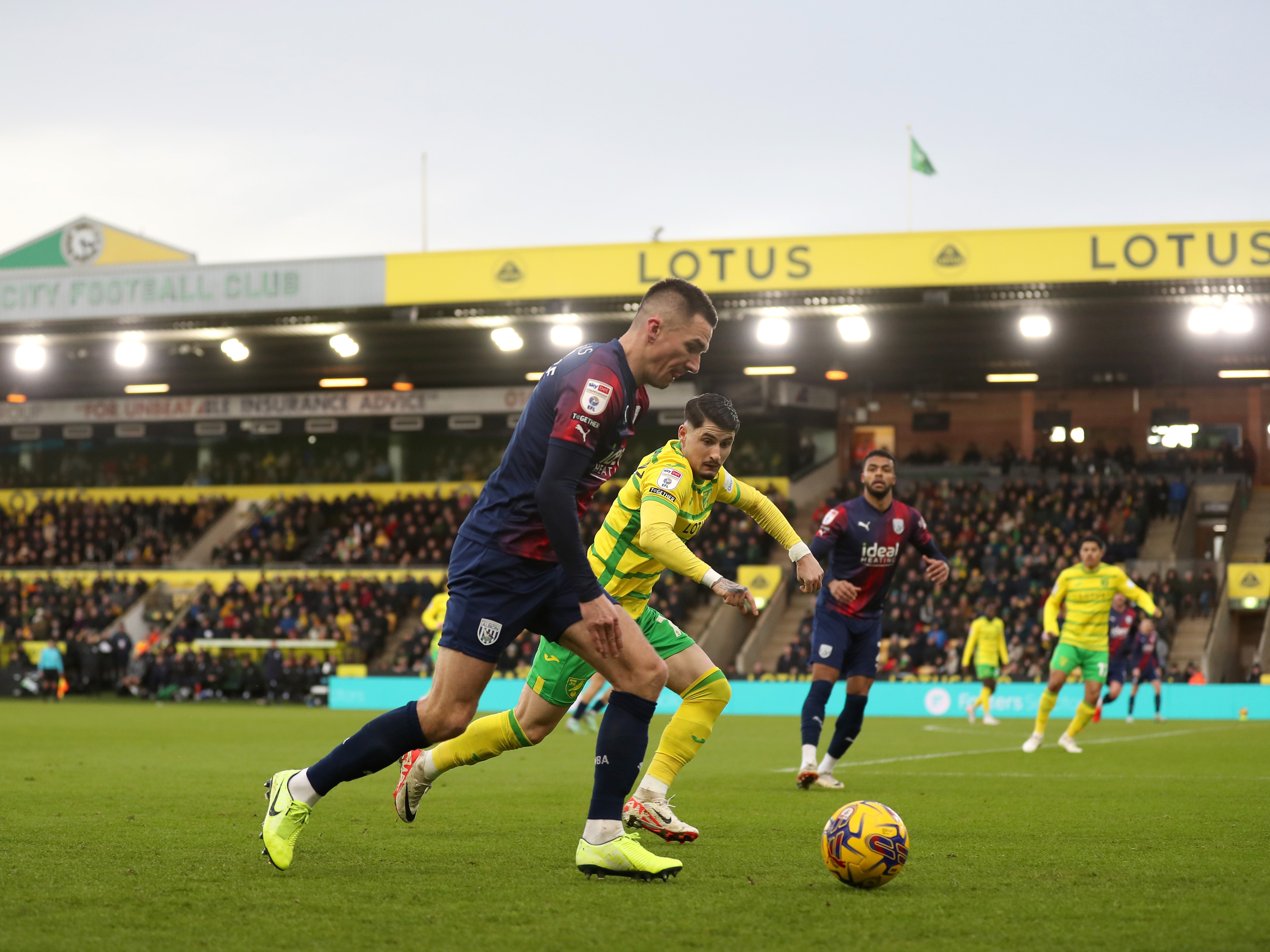 An image of Jed Wallace on the ball against Norwich
