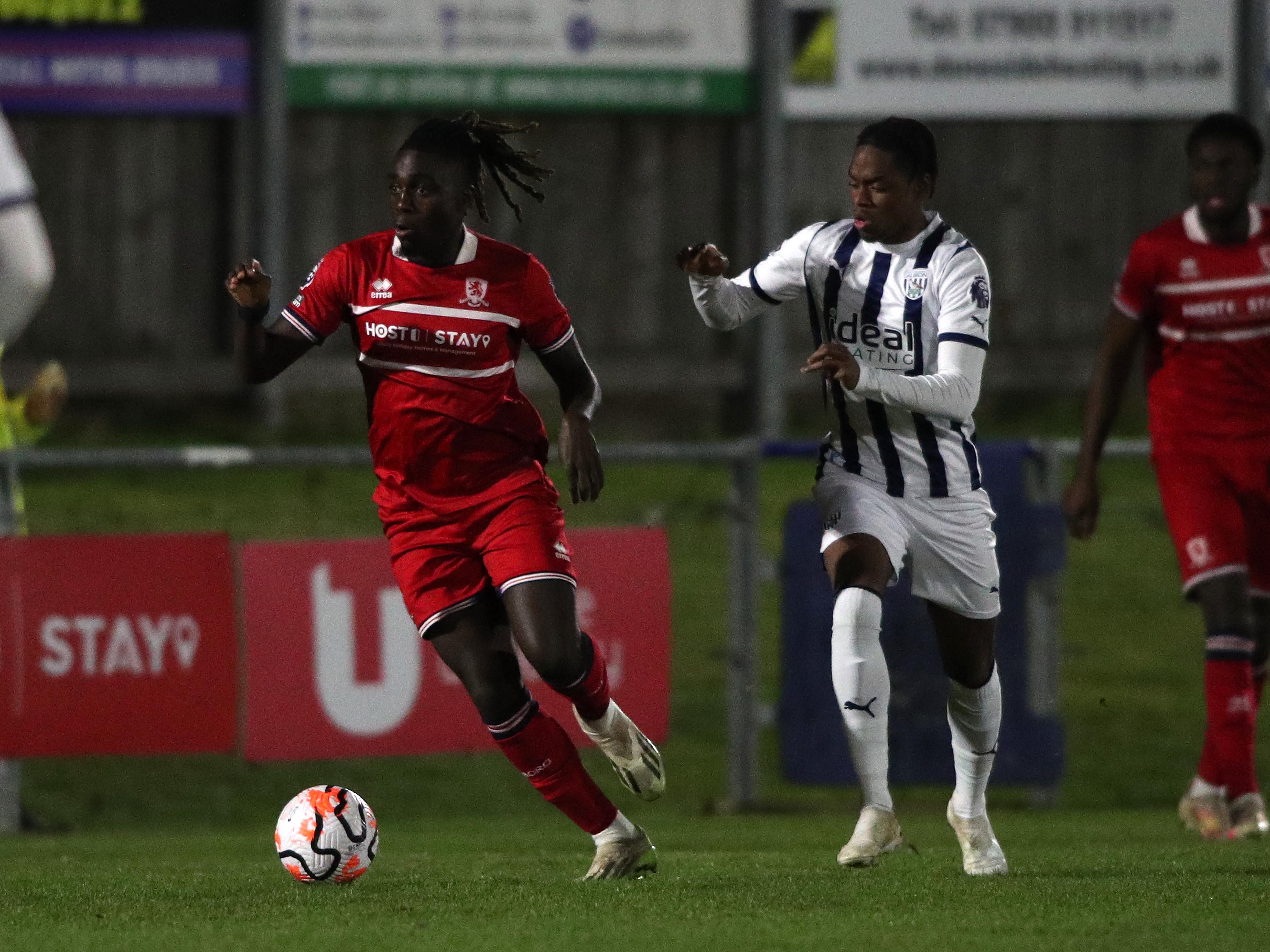 A photo of Akeel Higgins in action for the Pl2 team against Middlesbrough 