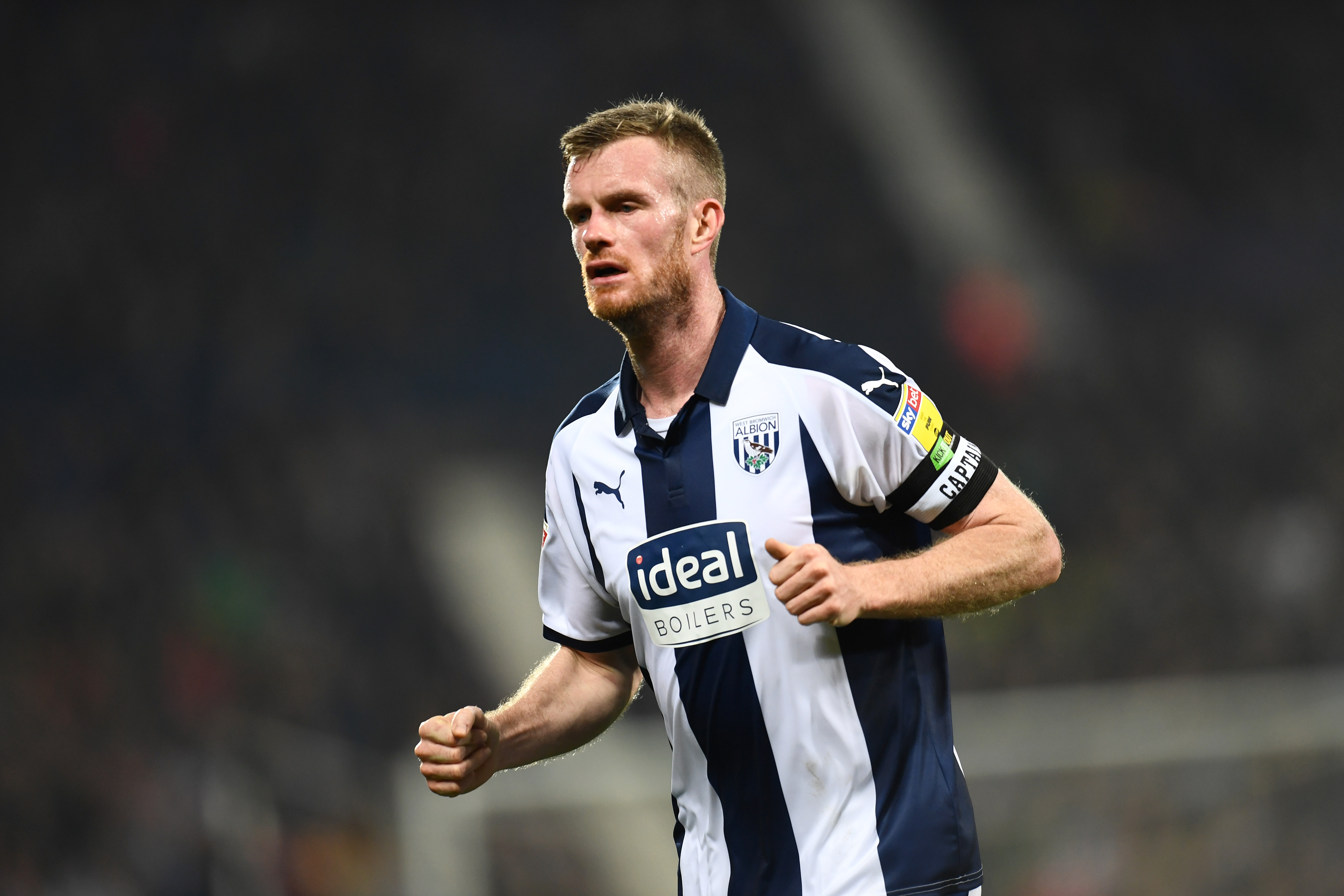 Chris Brunt in action for Albion during the 2018/19 campaign wearing the home shirt