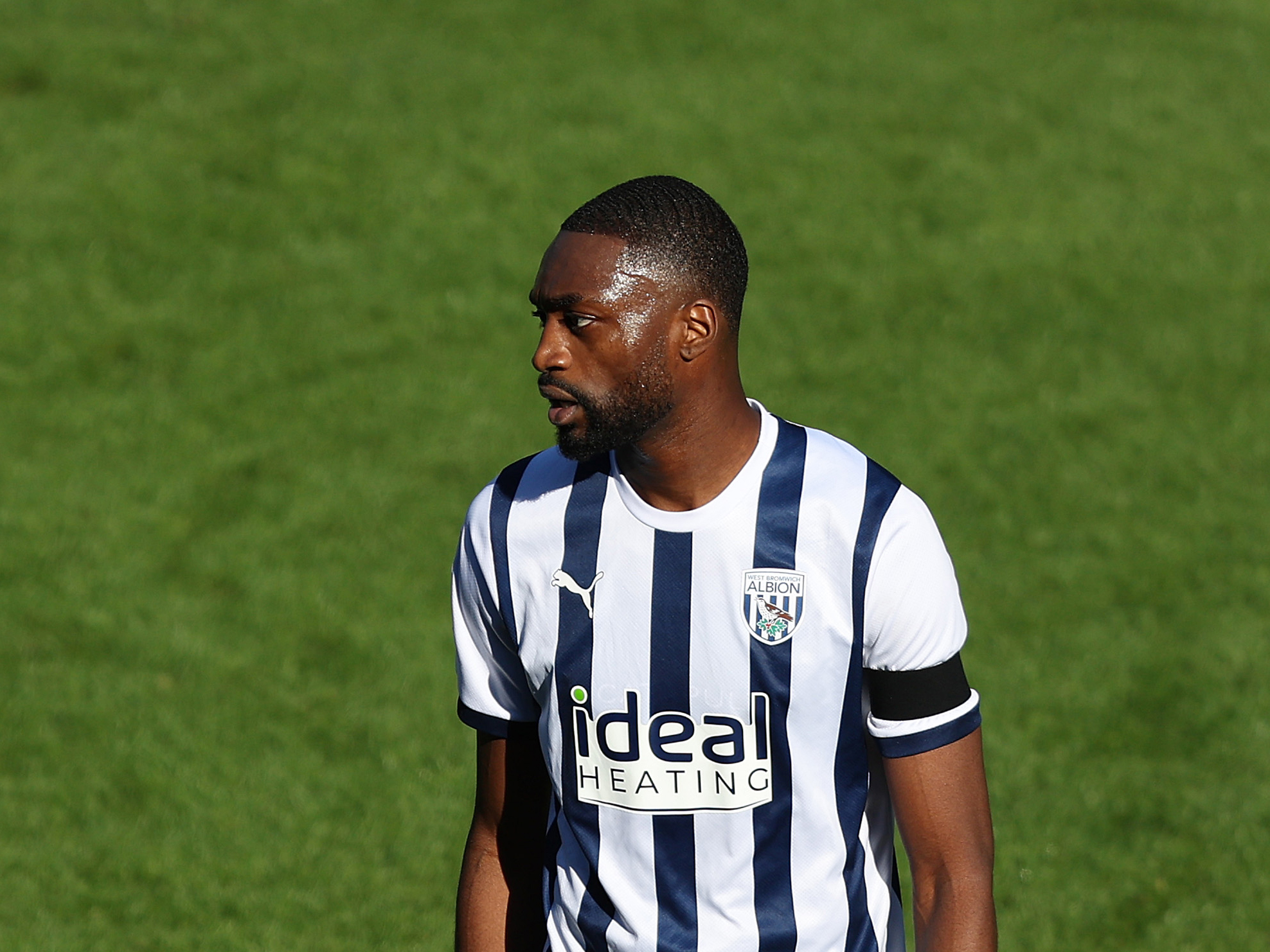 Semi Ajayi in Albion's home shirt in a match at The Hawthorns