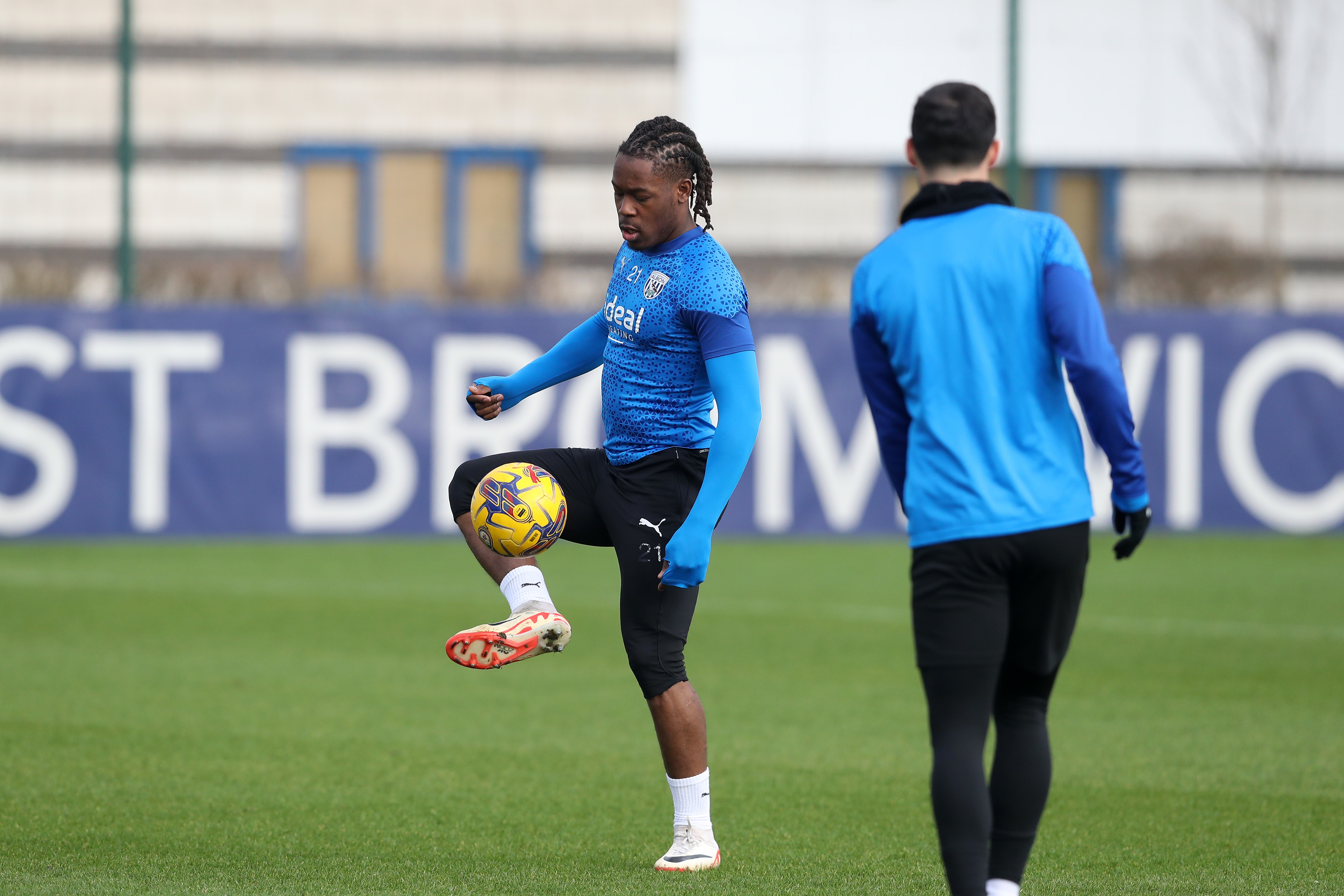 Brandon Thomas-Asante on the ball during a training session