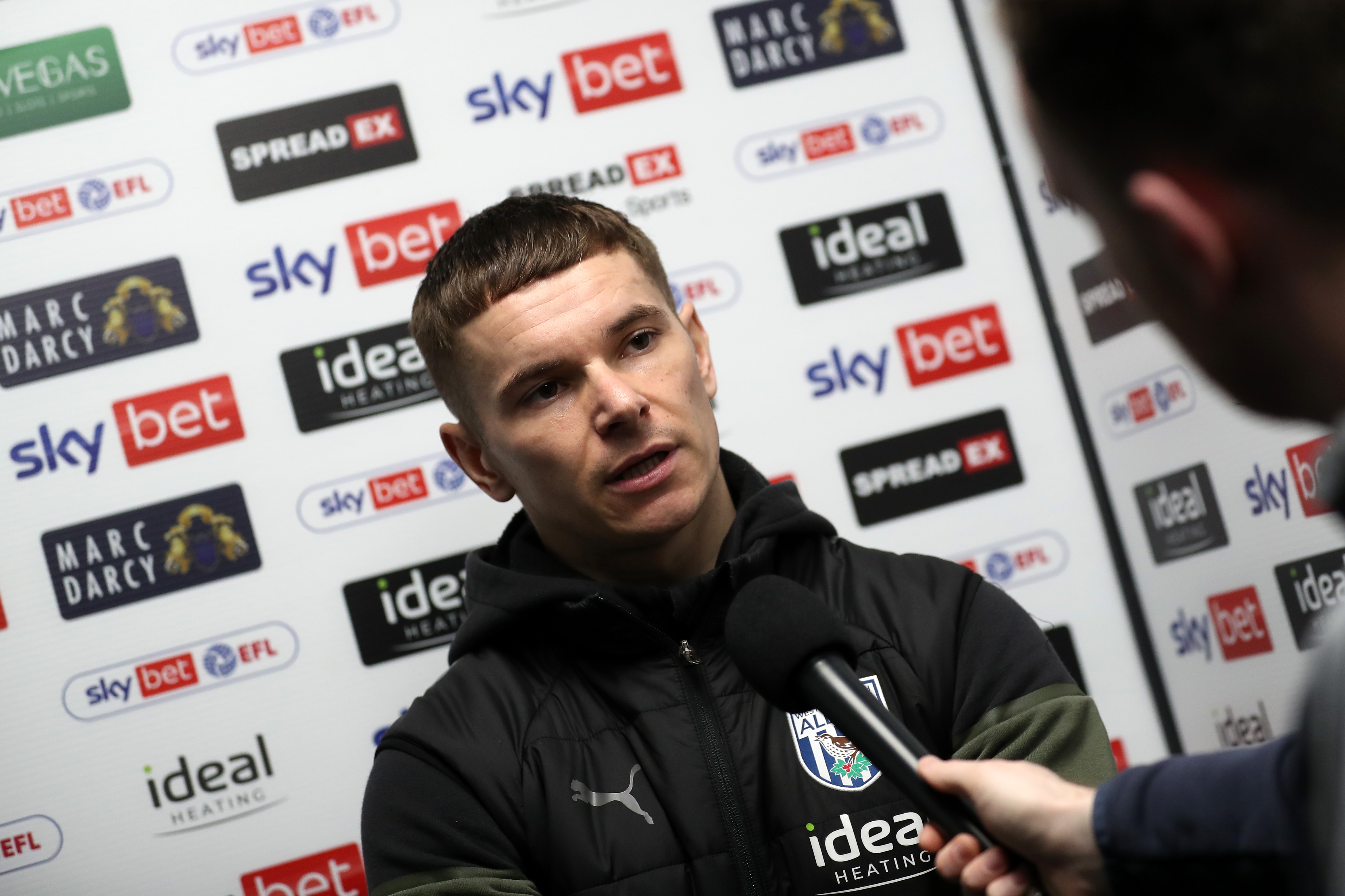 Conor Townsend is interviewed by WBA TV after the defeat to Southampton 