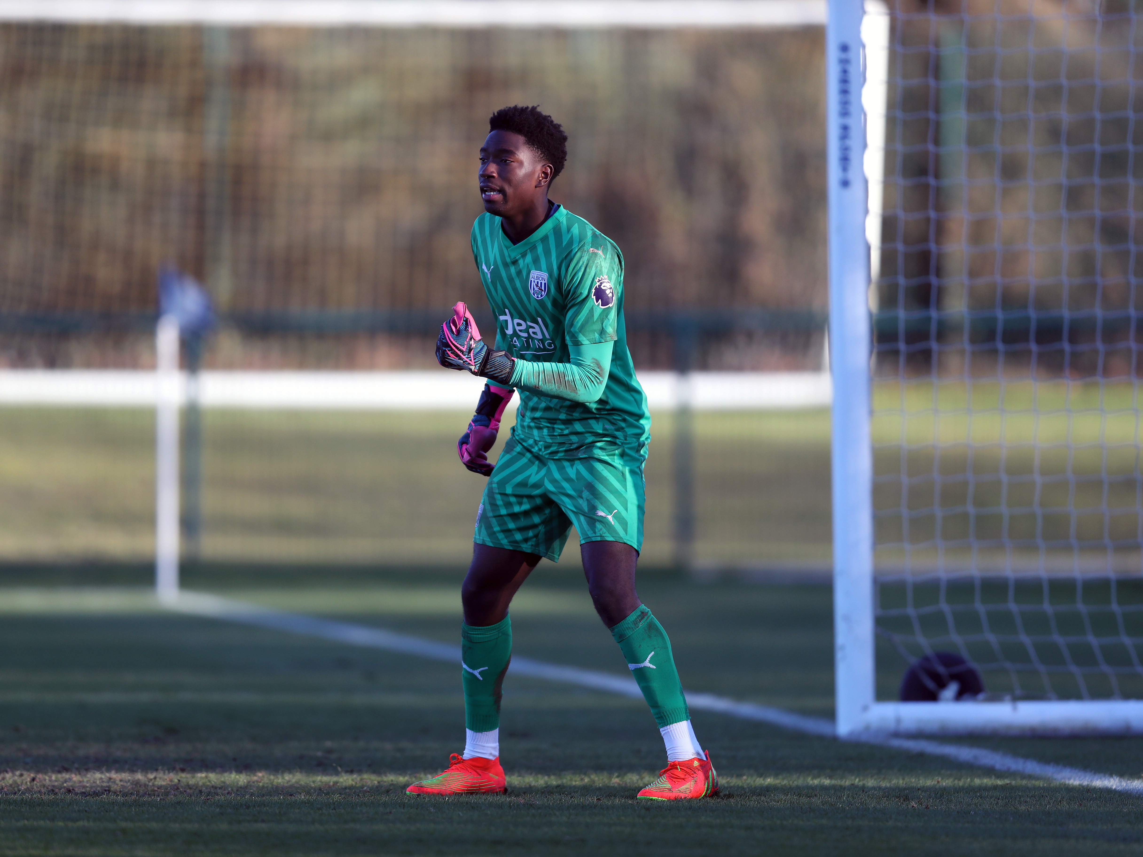 A photo of Albion academy goalkeeper Ben Cisse in action for the PL2 team at the club's training ground