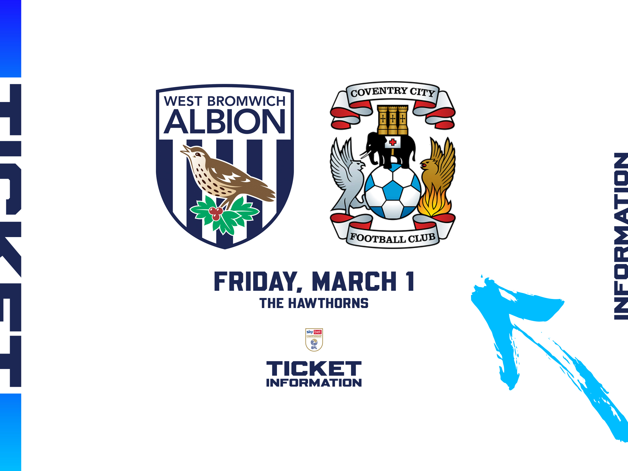 A ticket graphic displaying information for Albion's game against Coventry
