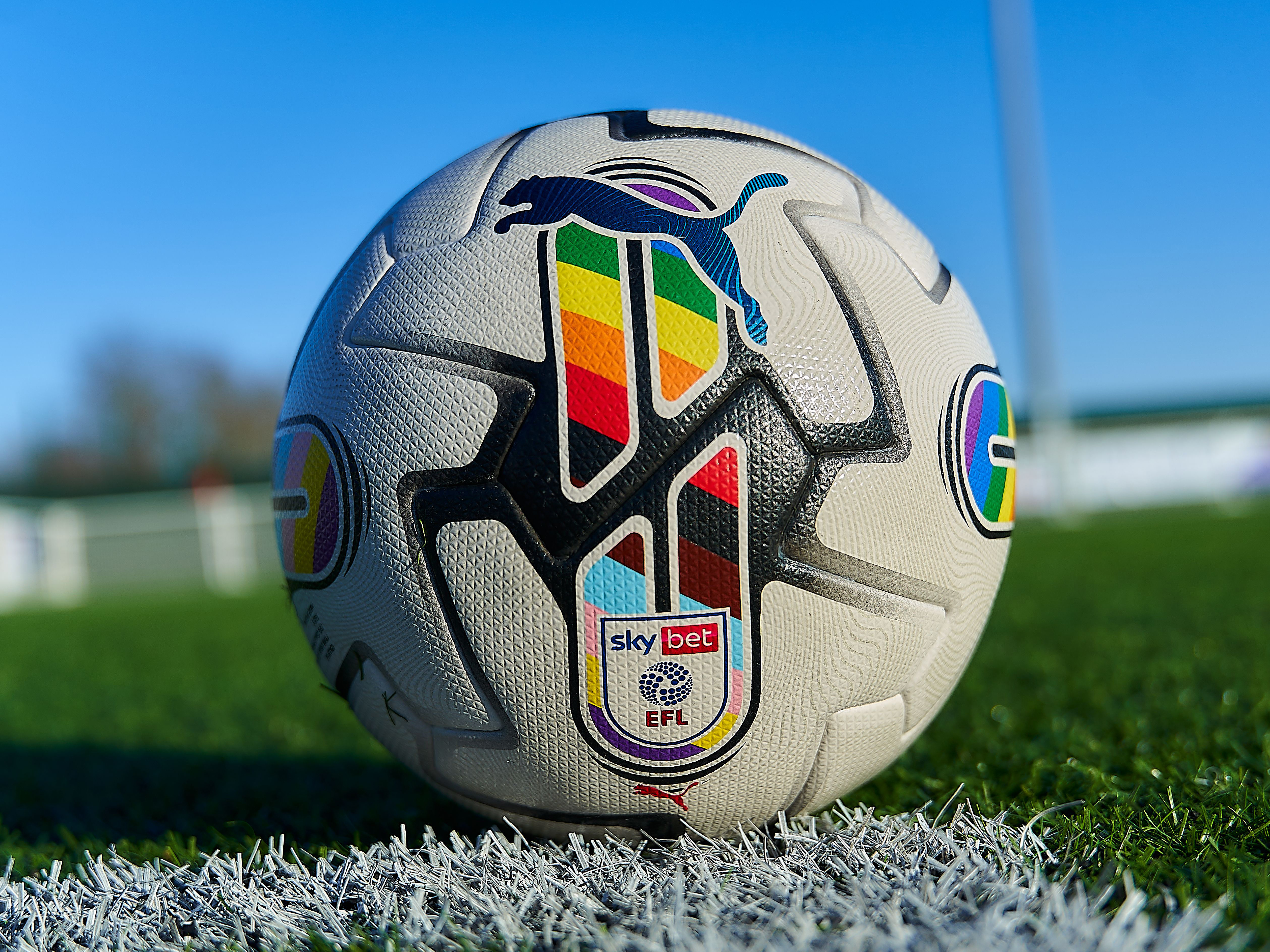 An image of a special puma EFL rainbow football