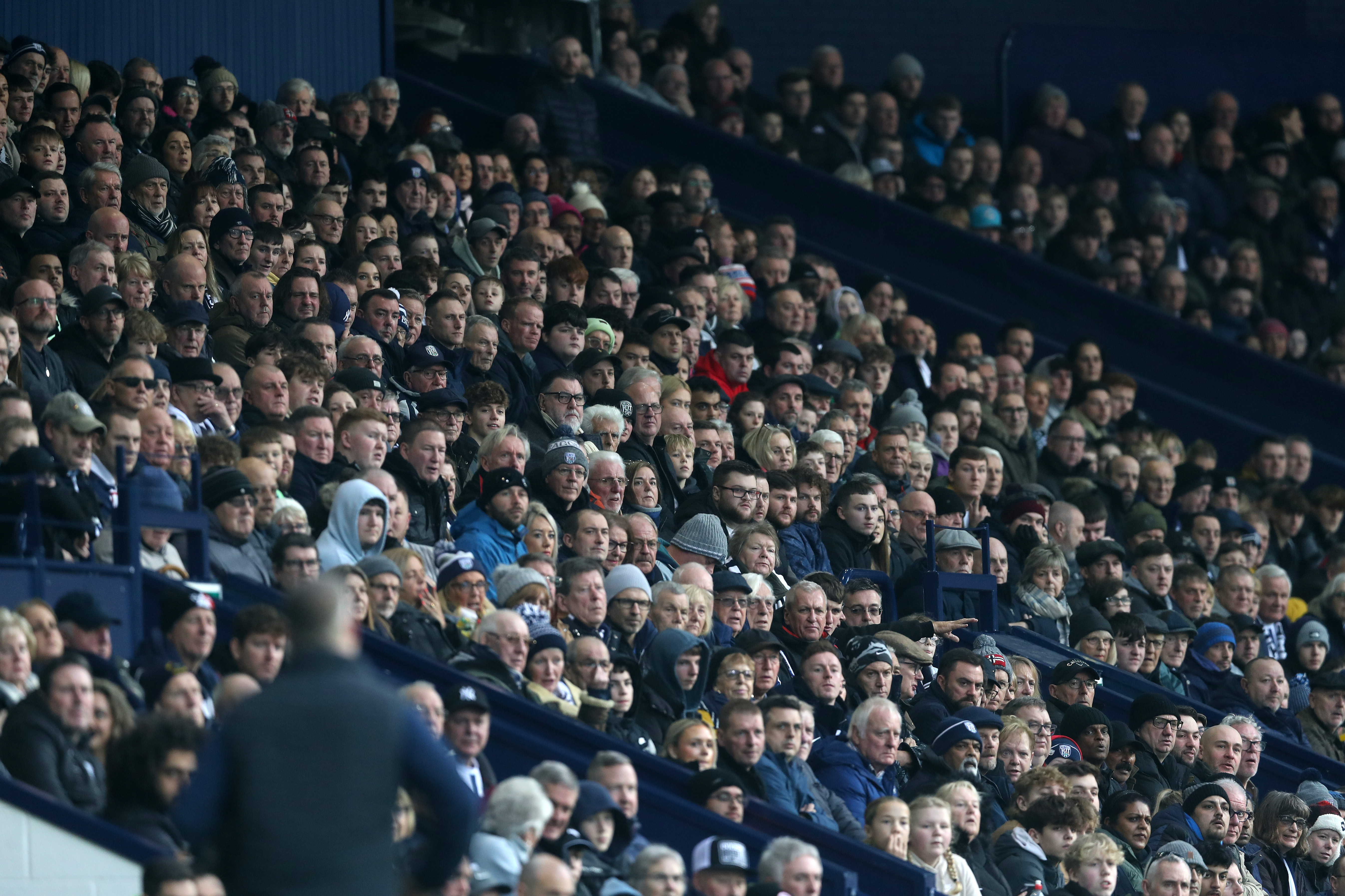 A general view of plenty of Albion fans watching their team in action at The Hawthorns