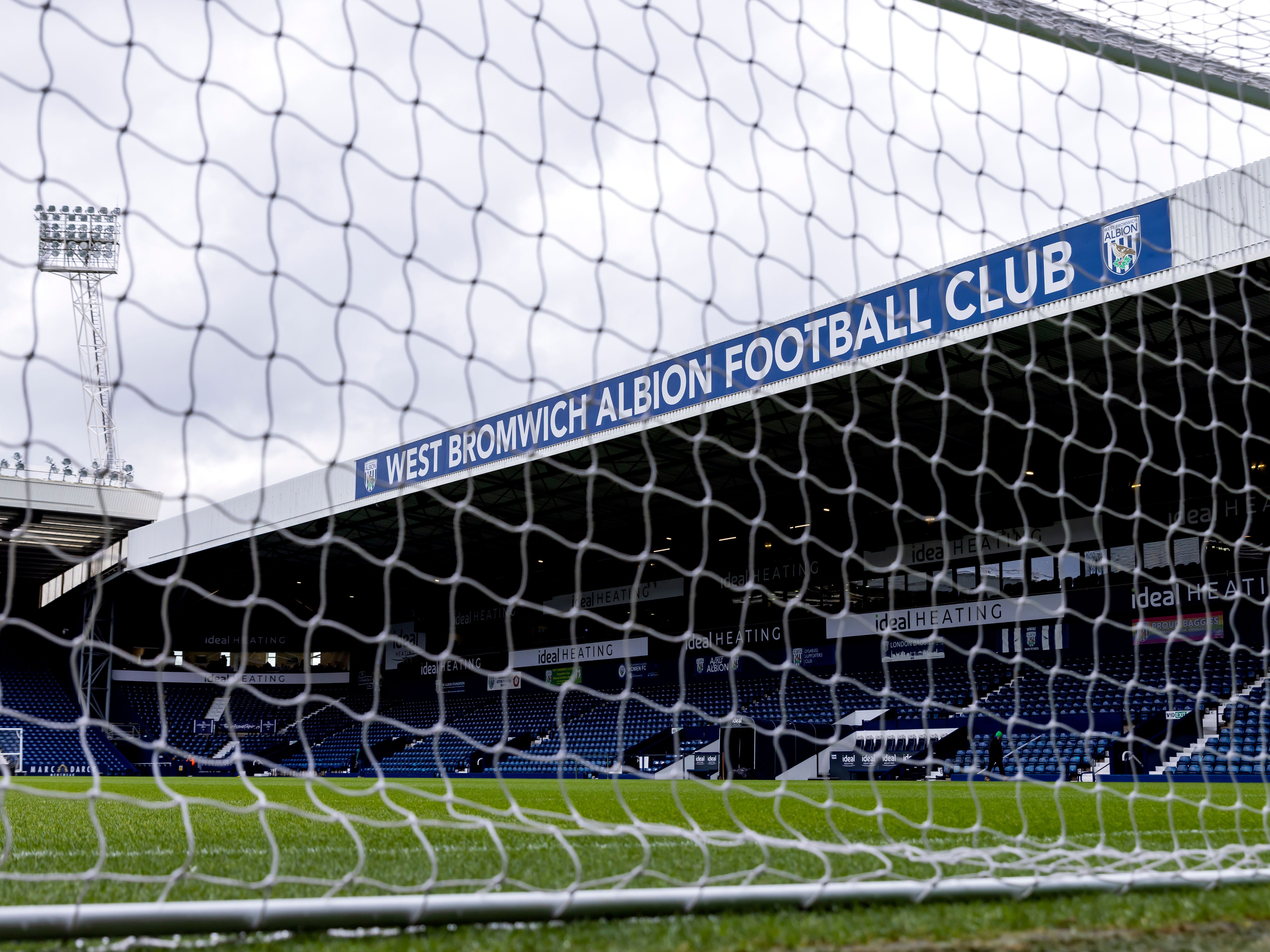 A general view of the West Stand at The Hawthorns through the goal net in front of the Brummie Road End 