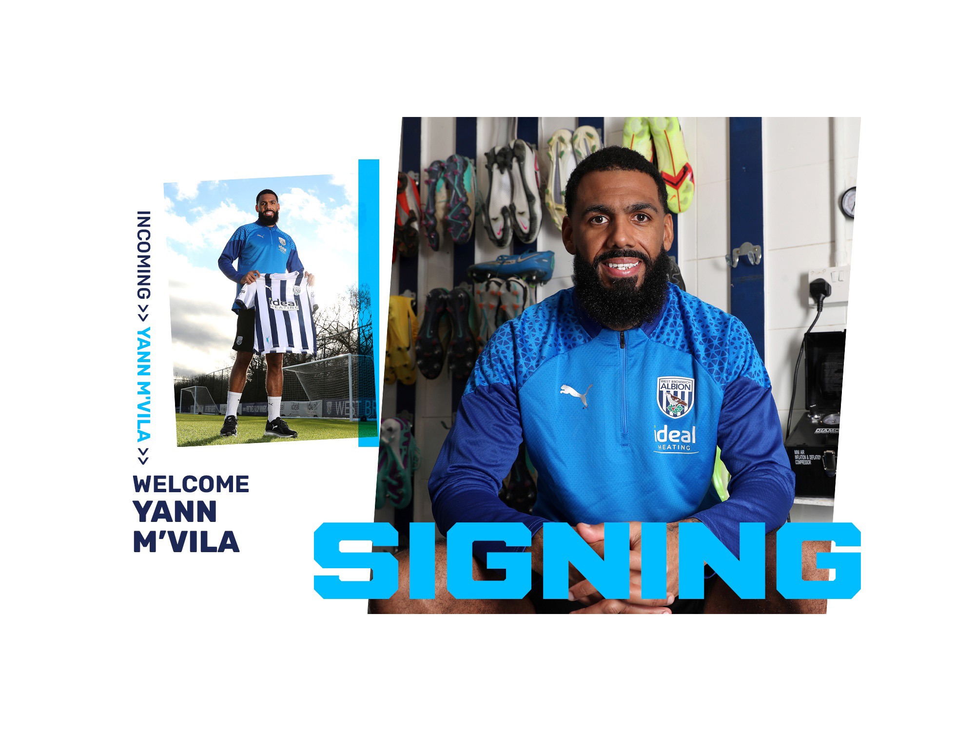 Yann M'Vila new signing graphic with two images of him on it