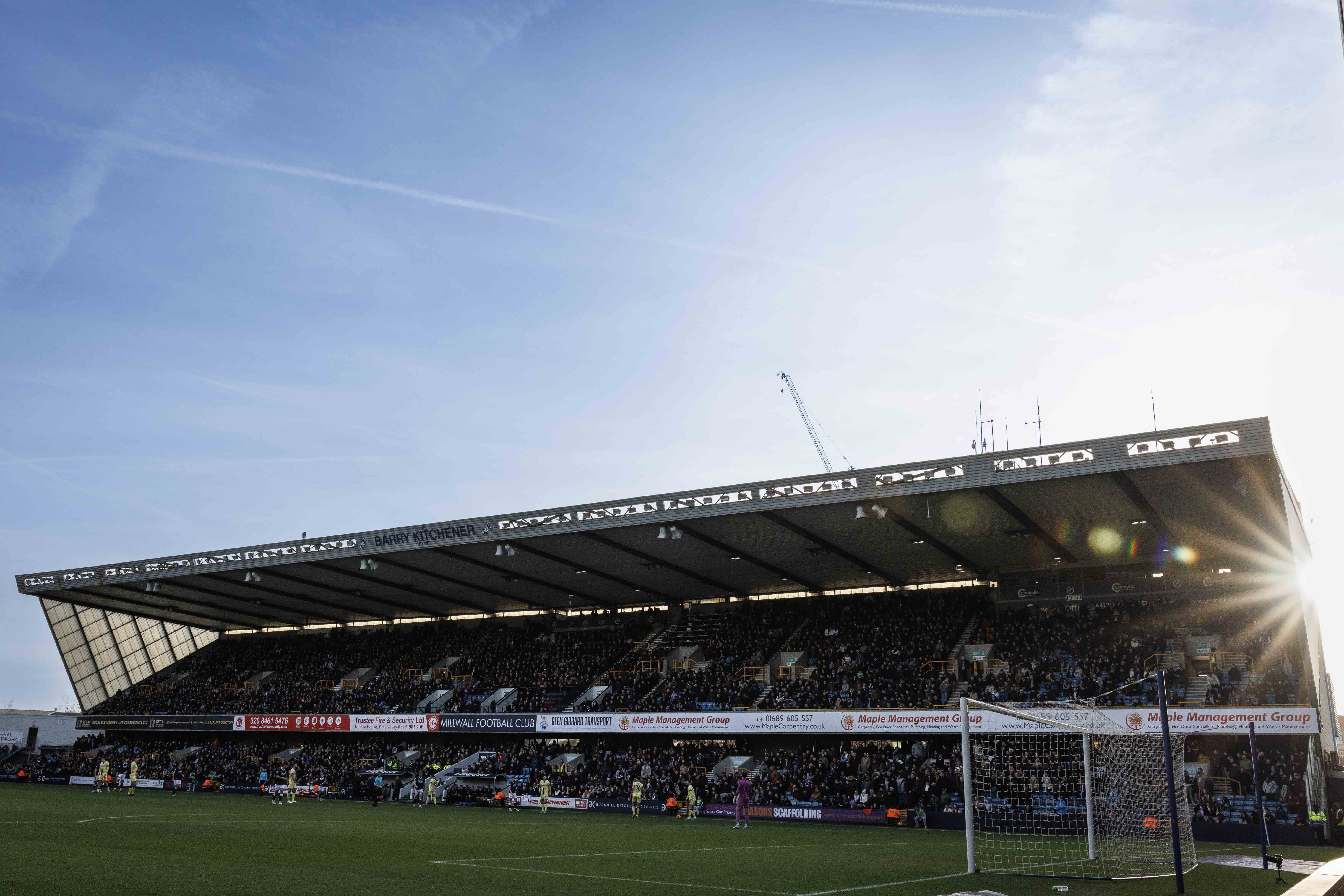 A general view of the main stand at Millwall's The Den ground