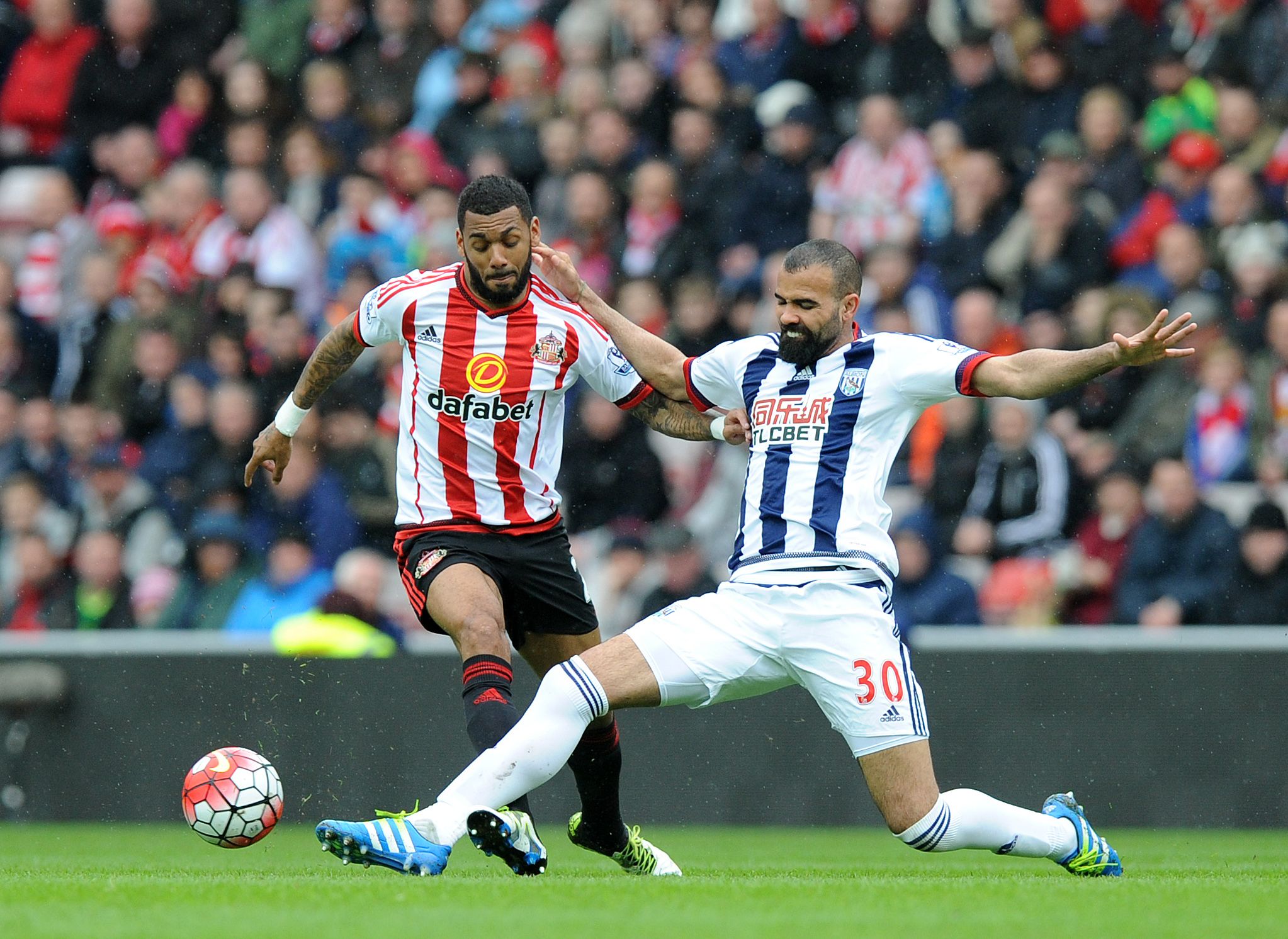 Yann M'Vila in action against Albion while playing for Sunderland in the 2015/16 season