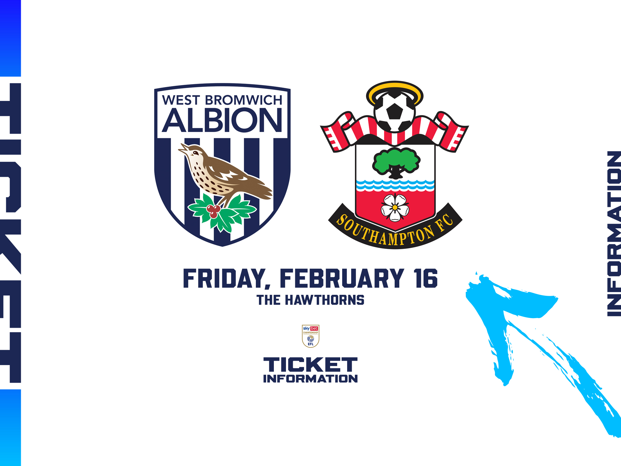 A ticket graphic displaying information for Albion's game against Southampton