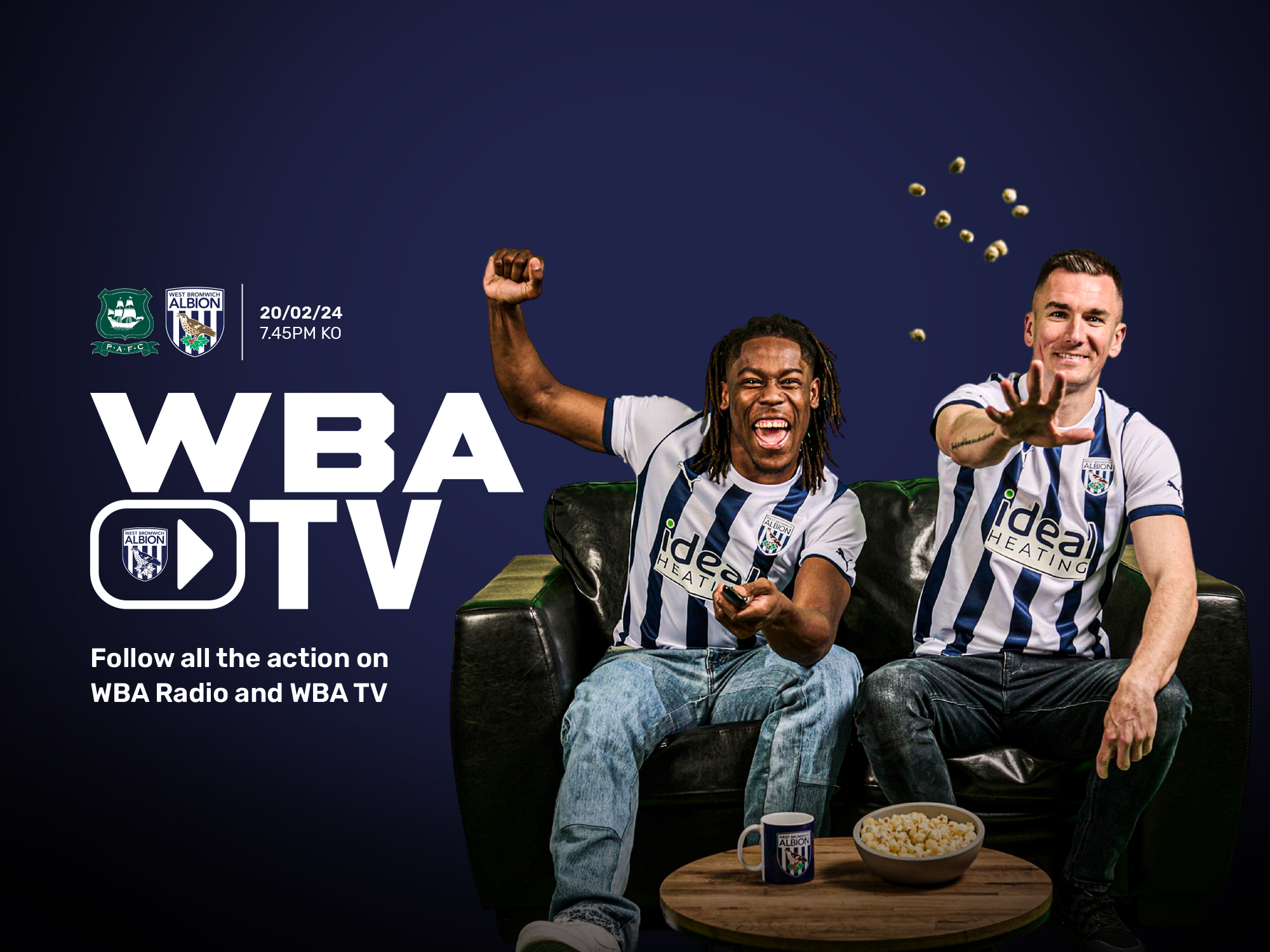 The WBA TV graphic for the fixture against Plymouth Argyle 