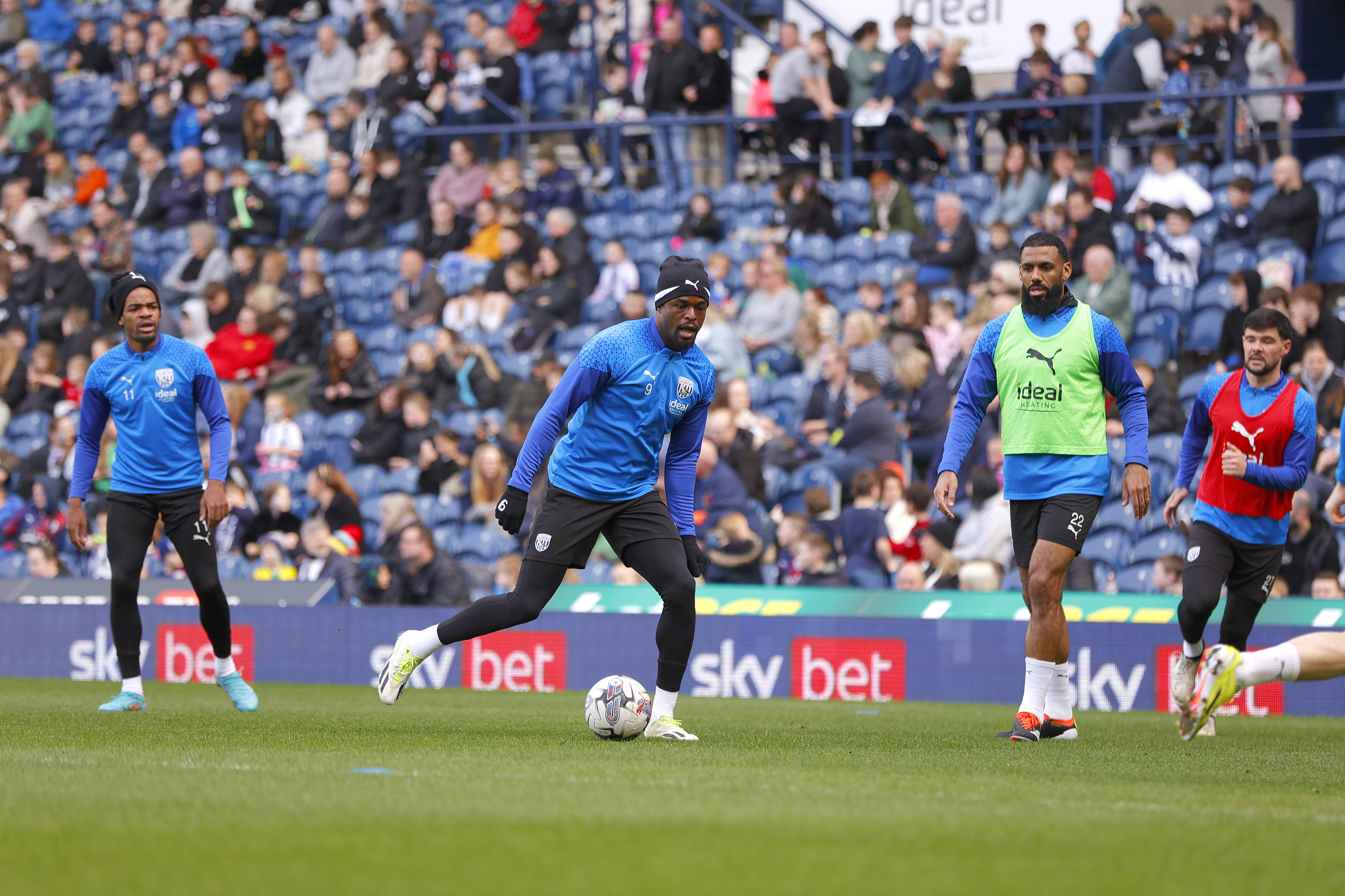 Josh Maja on the ball during a training session at The Hawthorns