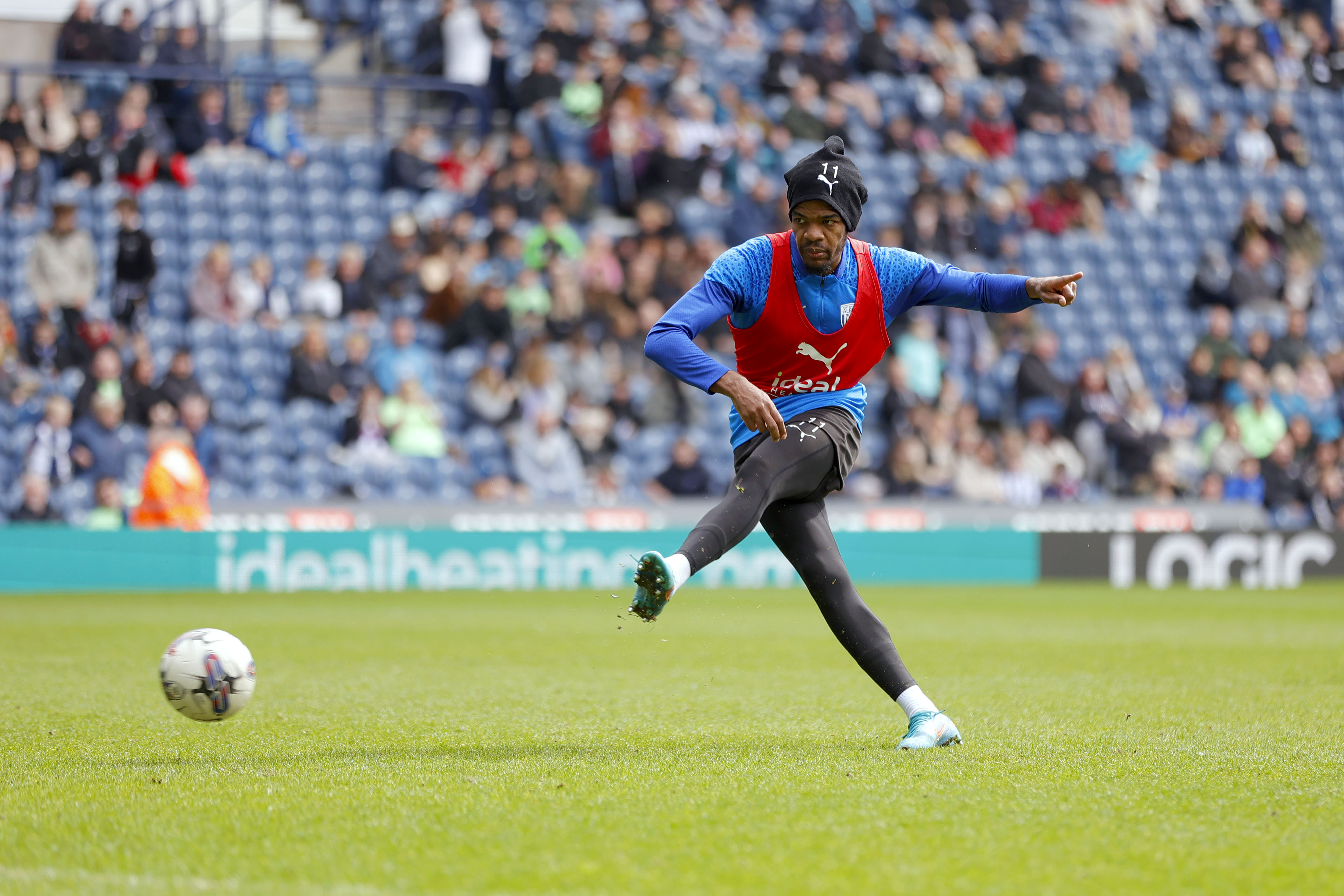Grady Diangana shooting during a training session at The Hawthorns