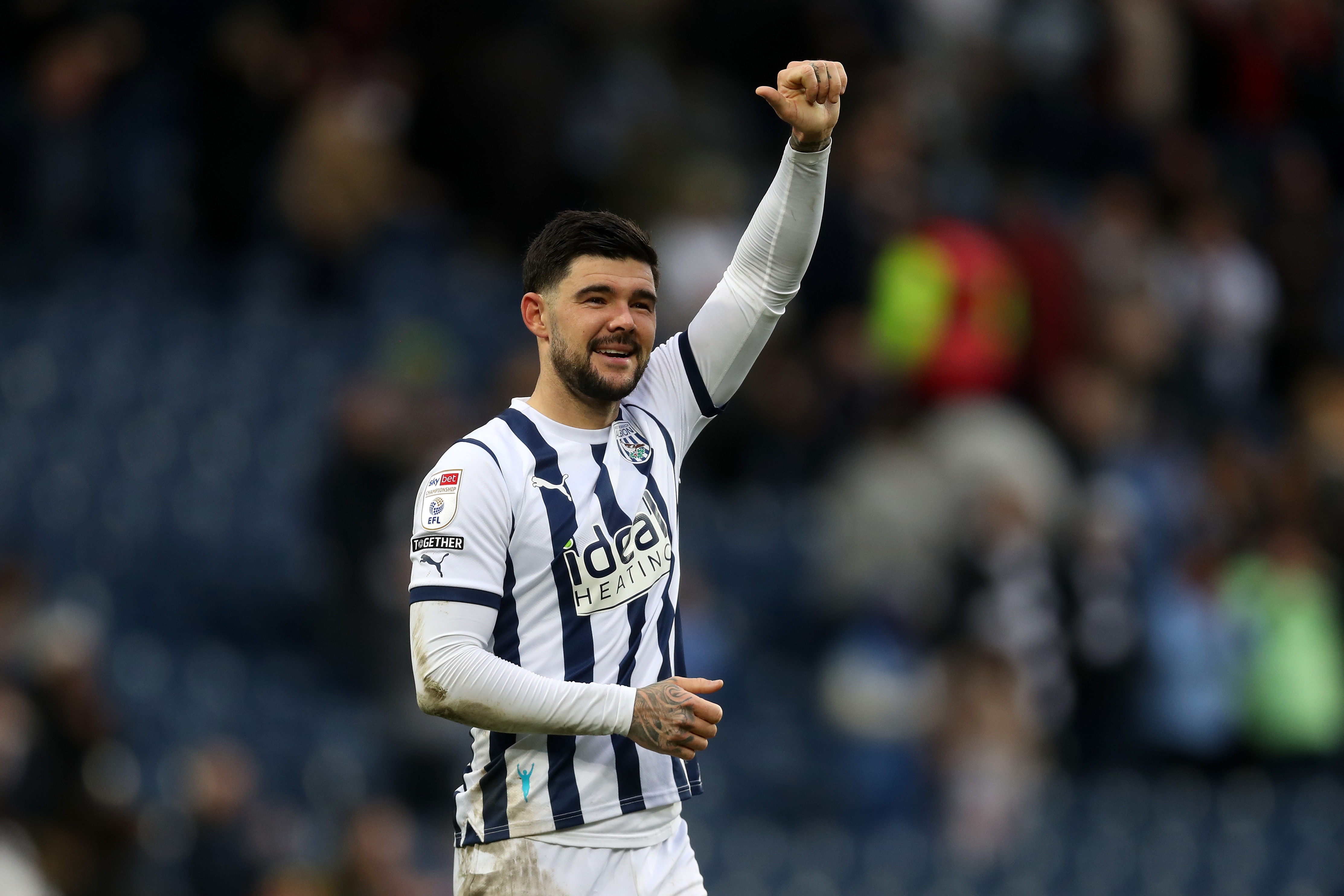 Alex Mowatt with his thumb up after beating Bristol City 