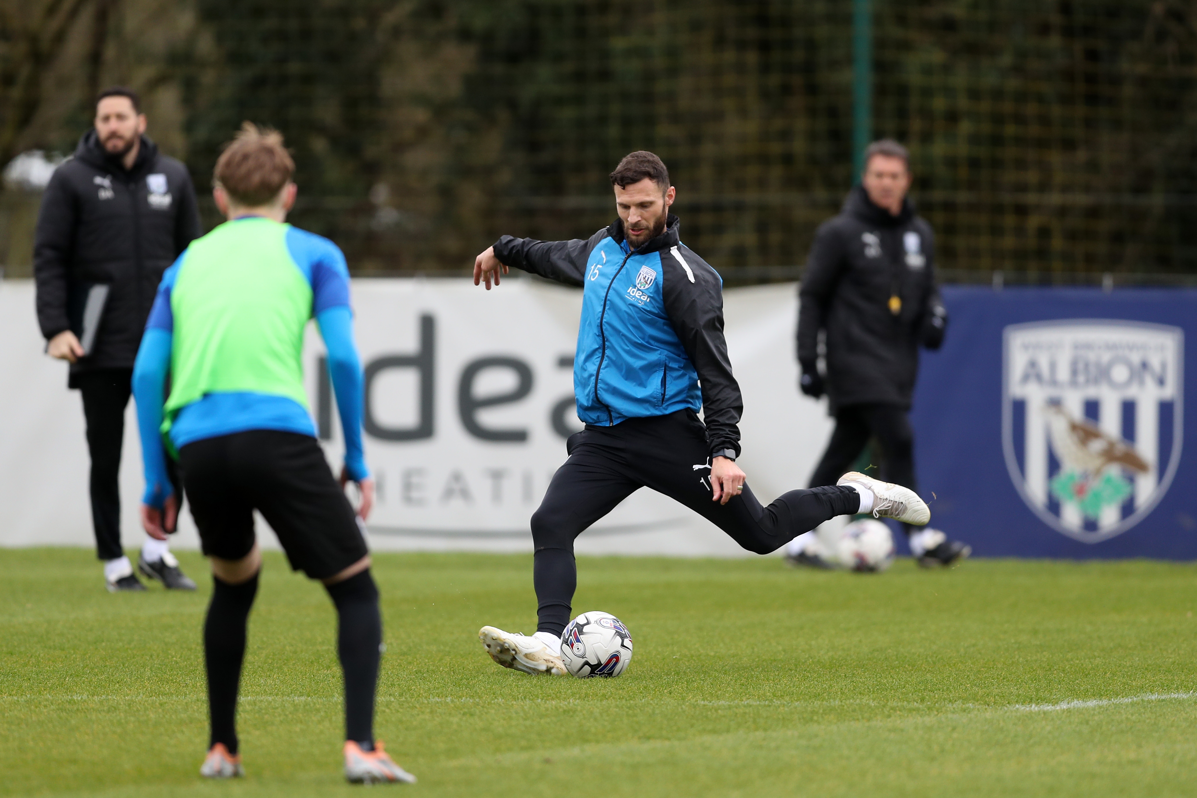 Erik Pieters striking the ball during a training session