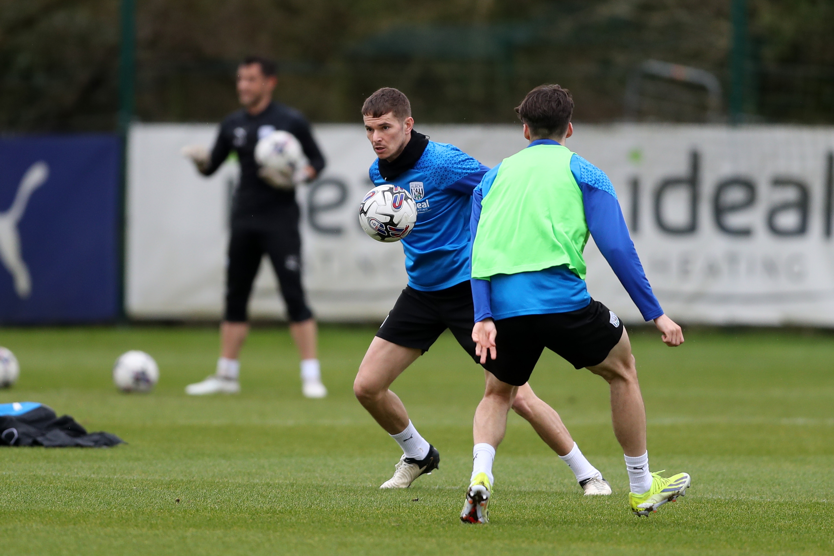 Conor Townsend on the ball during a training session