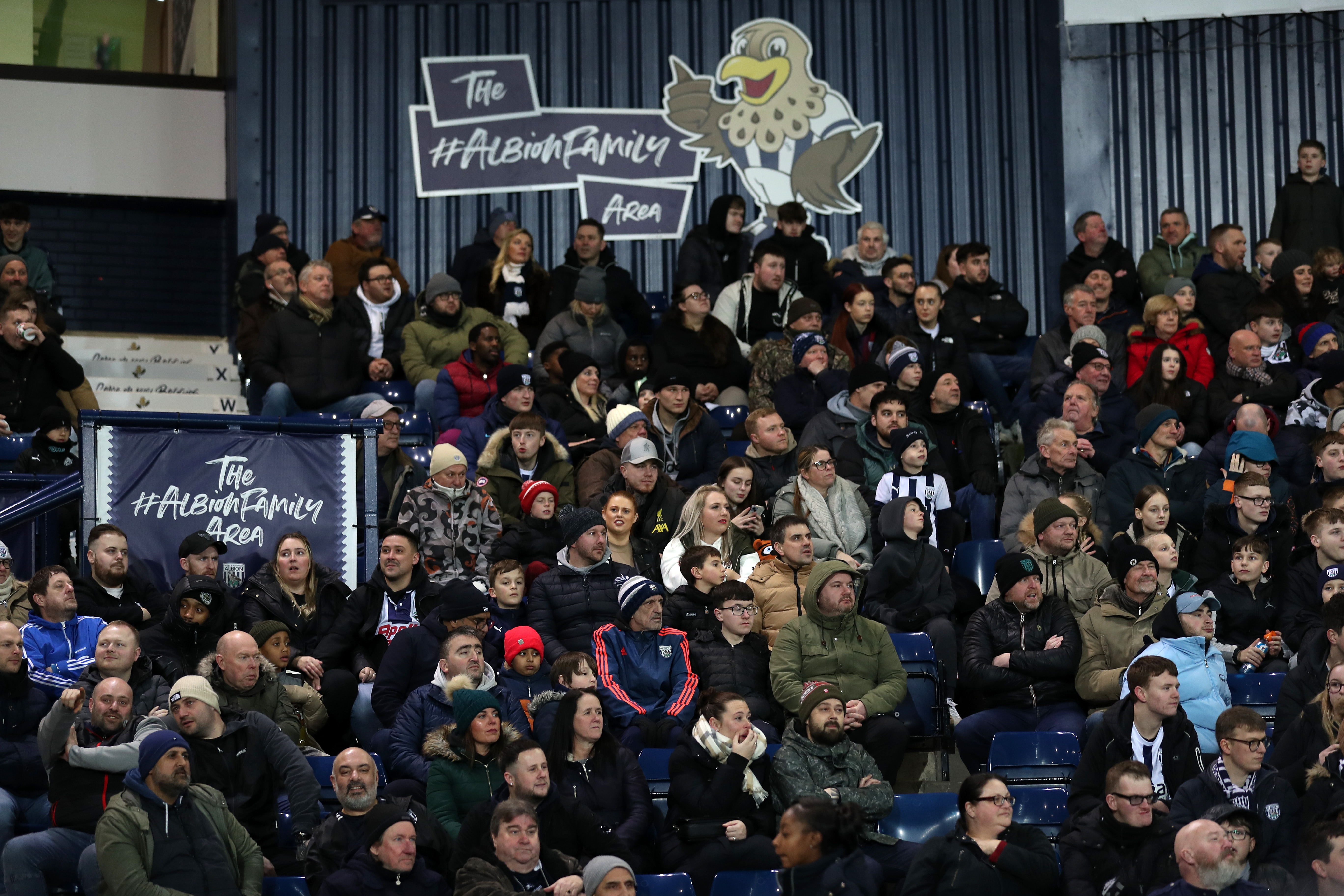 Albion fans in the Family Area at The Hawthorns during the game against Coventry 